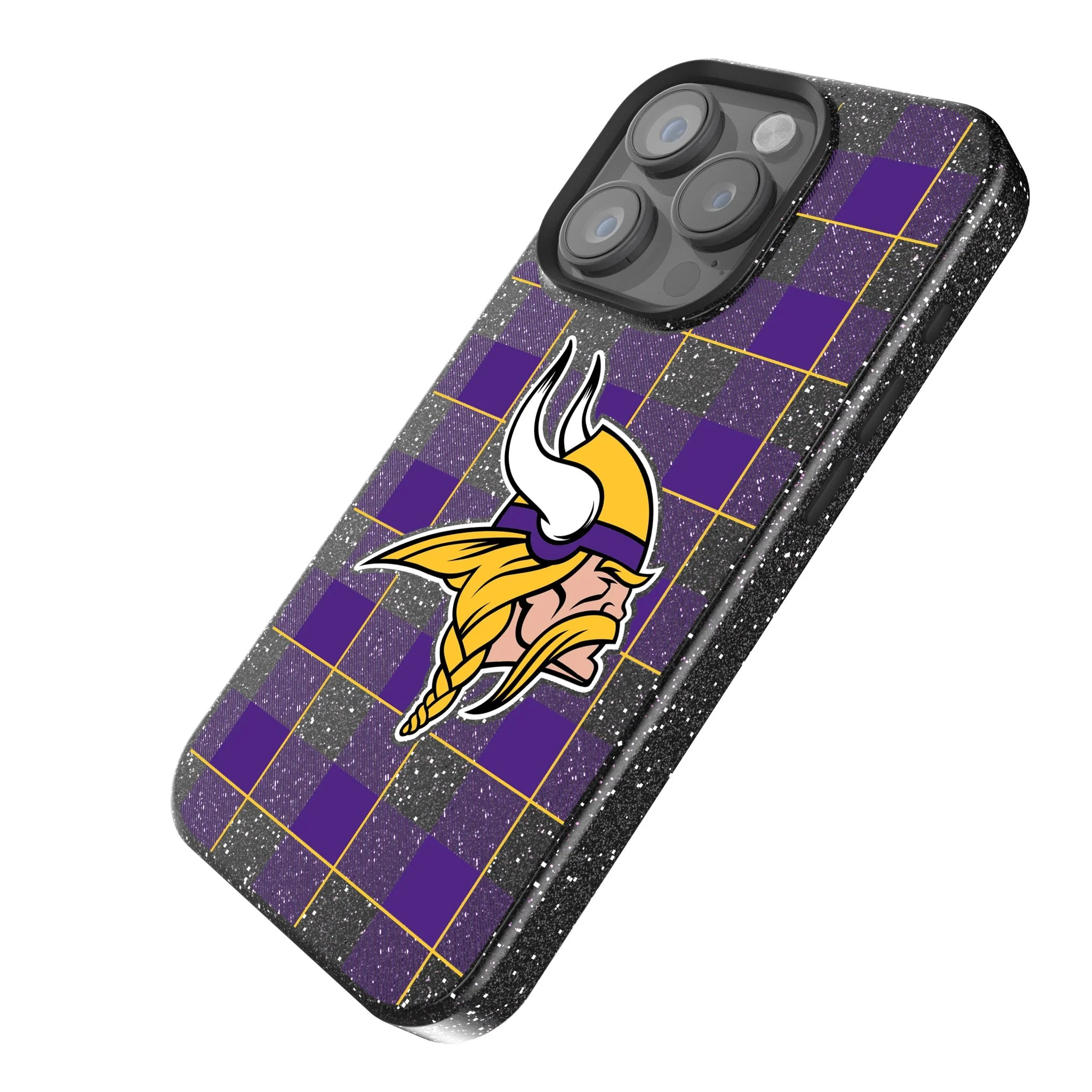 Minnesota Vikings Plaid Bling Phone Case - Image 2