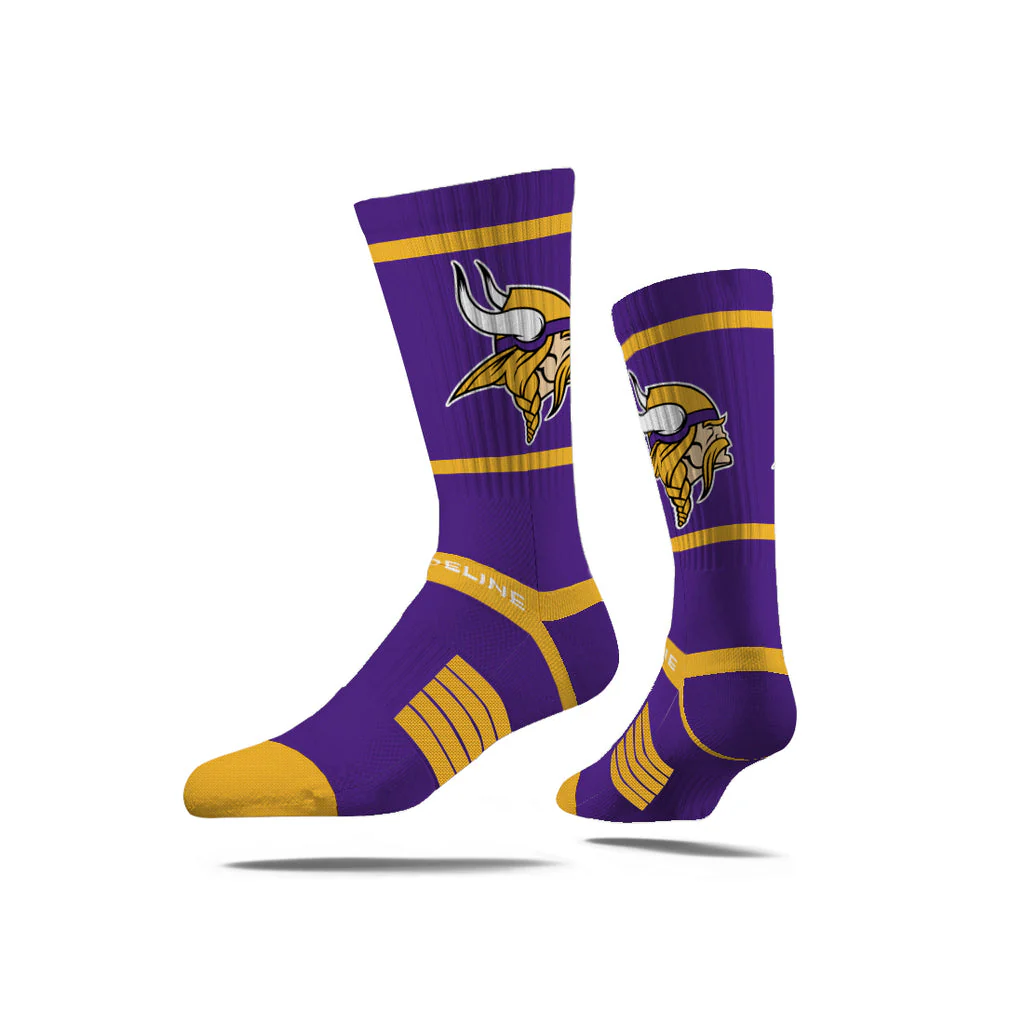 Minnesota Vikings Premium Crew Primary Logo Team Color Purple Socks