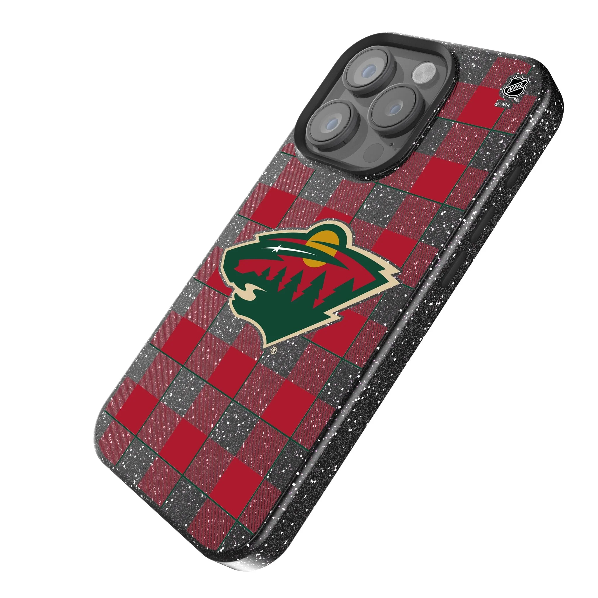 Minnesota Wild Plaid Bling Phone Case - Image 2