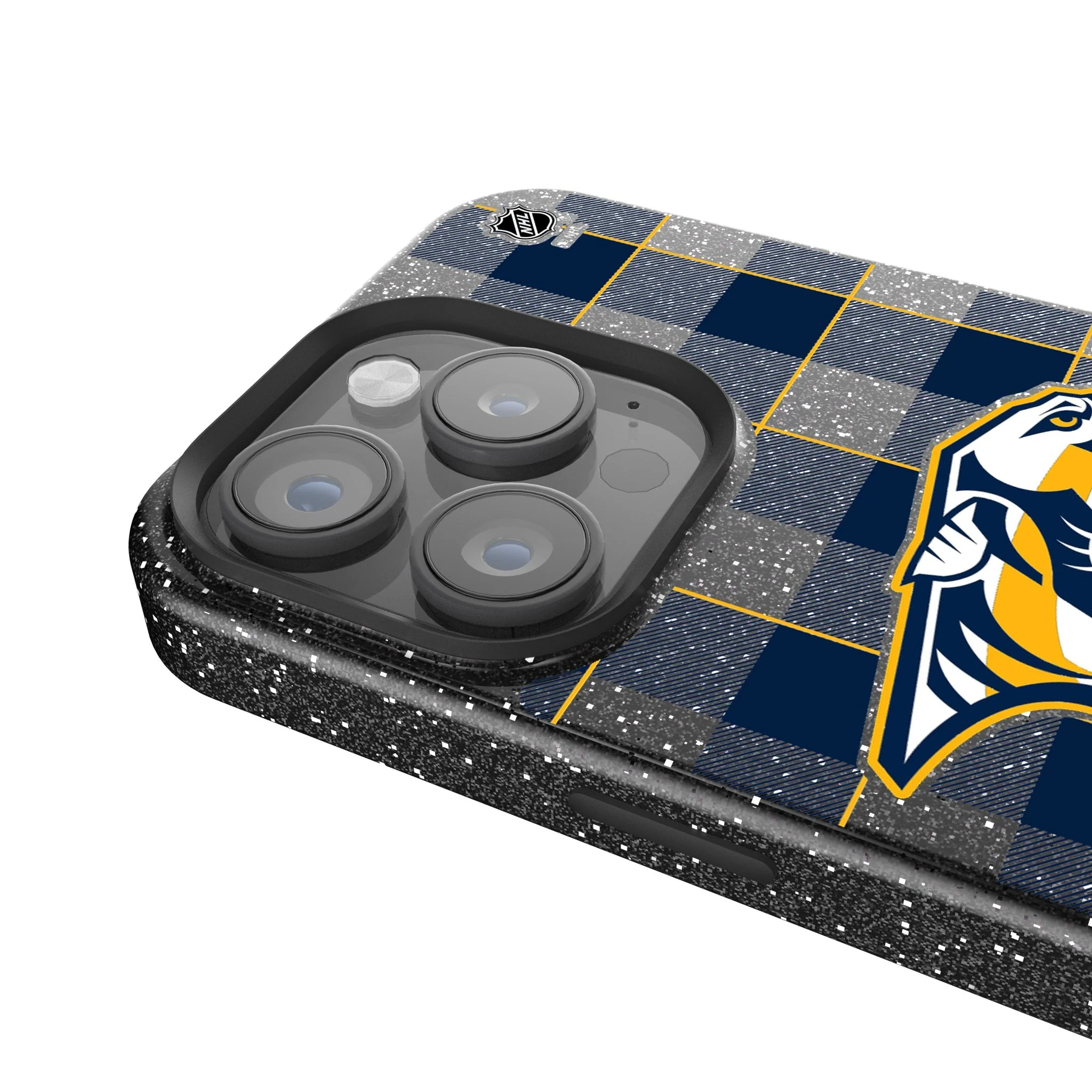 Nashville Predators Plaid Bling Phone Case - Image 4