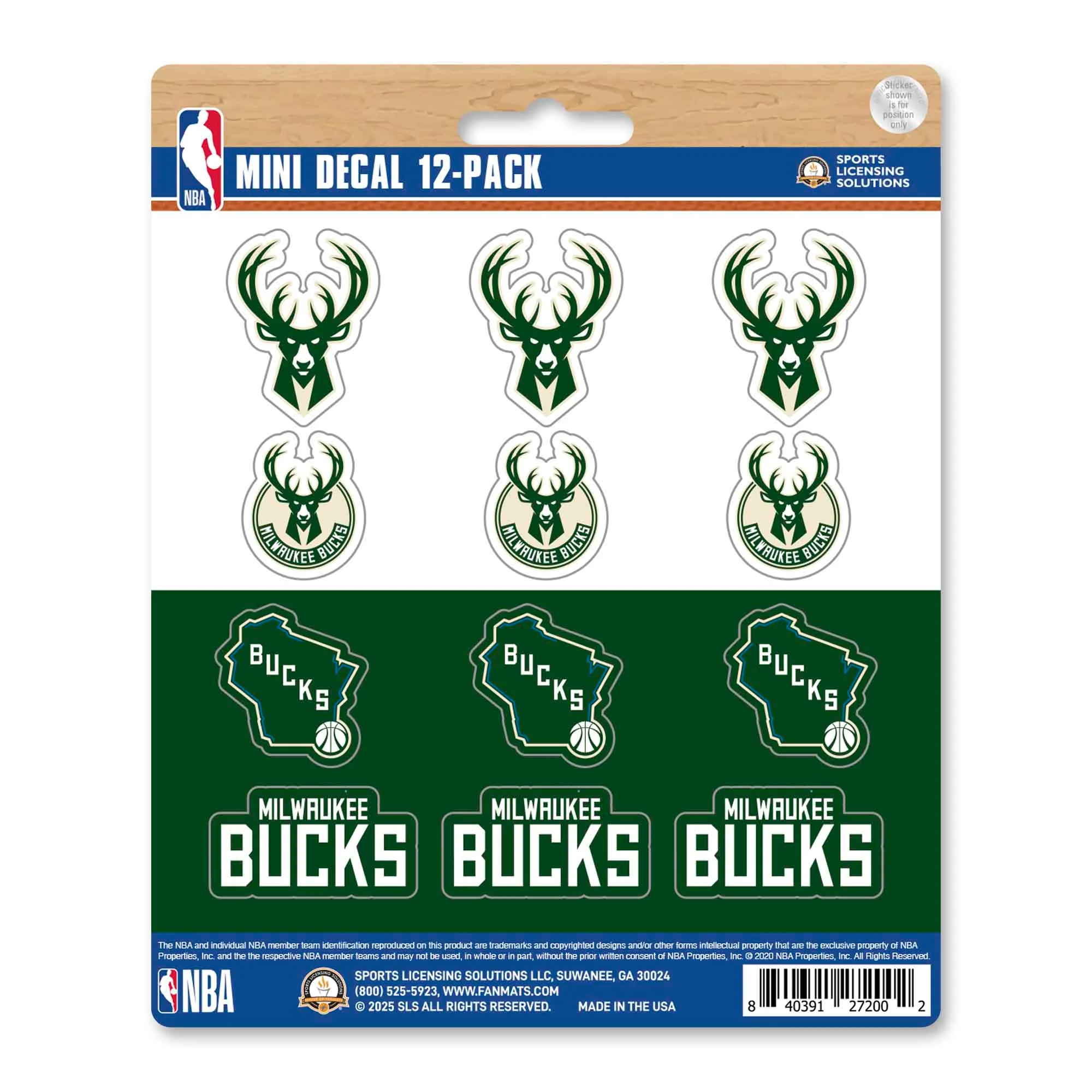 NBA - Milwaukee Bucks Mini Decal 12-pk
