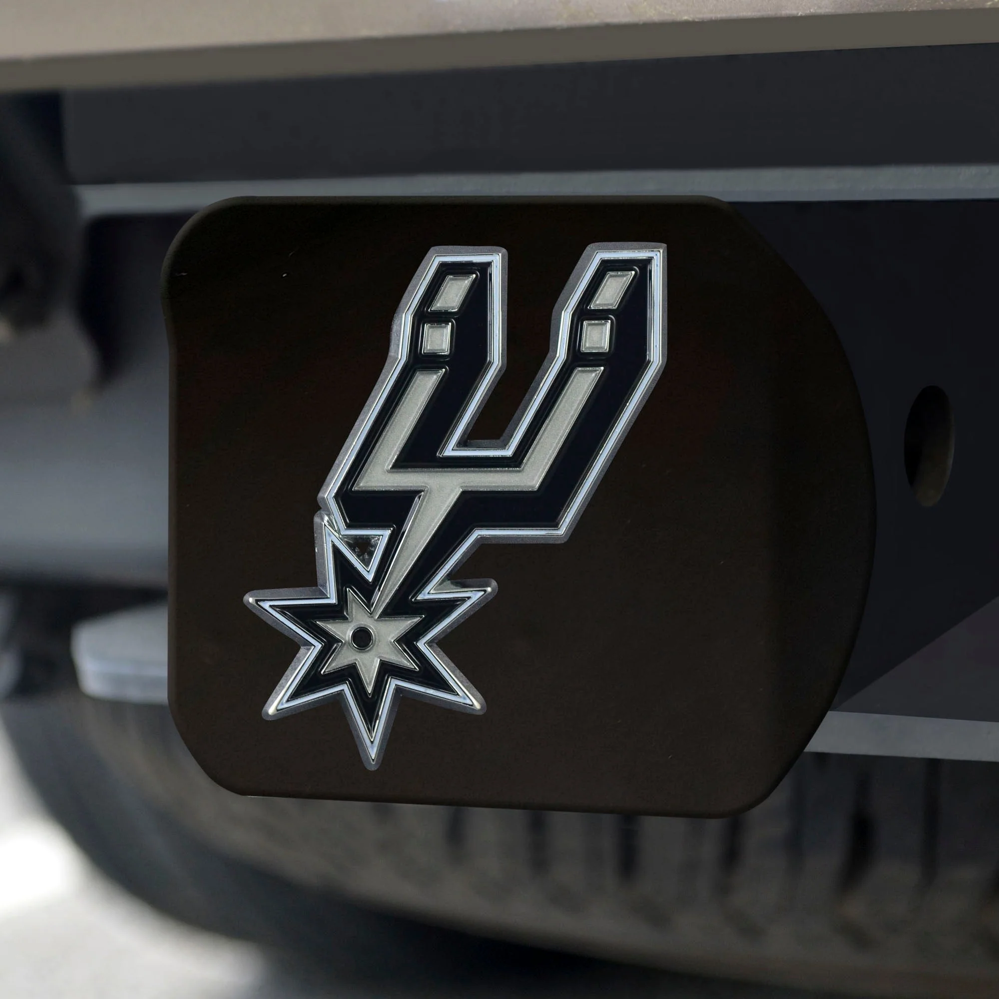 NBA - San Antonio Spurs Color on Black Hitch Cover - Image 2