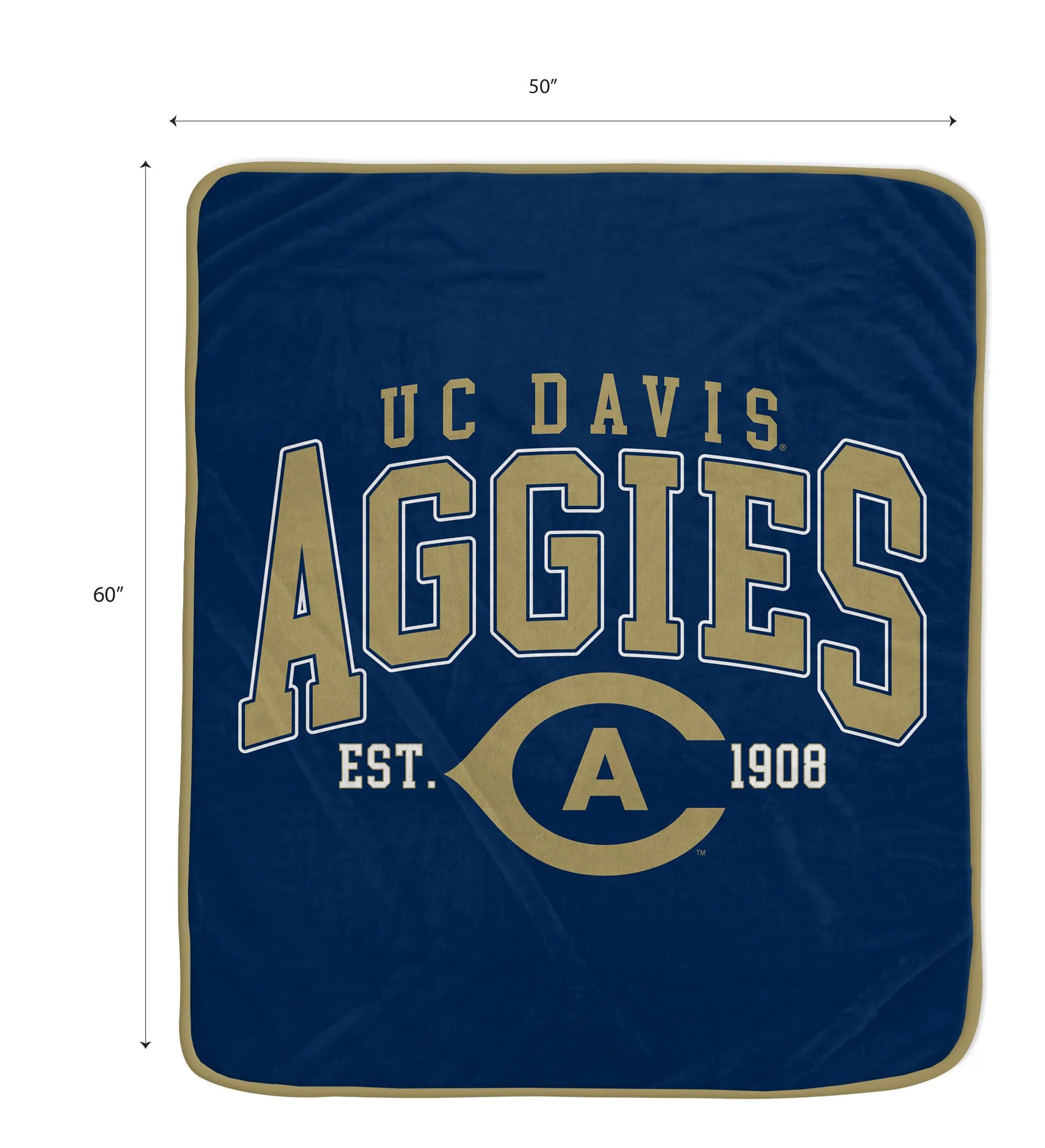 NCAA California, Davis, University of Vintage Arch Block Ultra Soft Blanket - Image 2