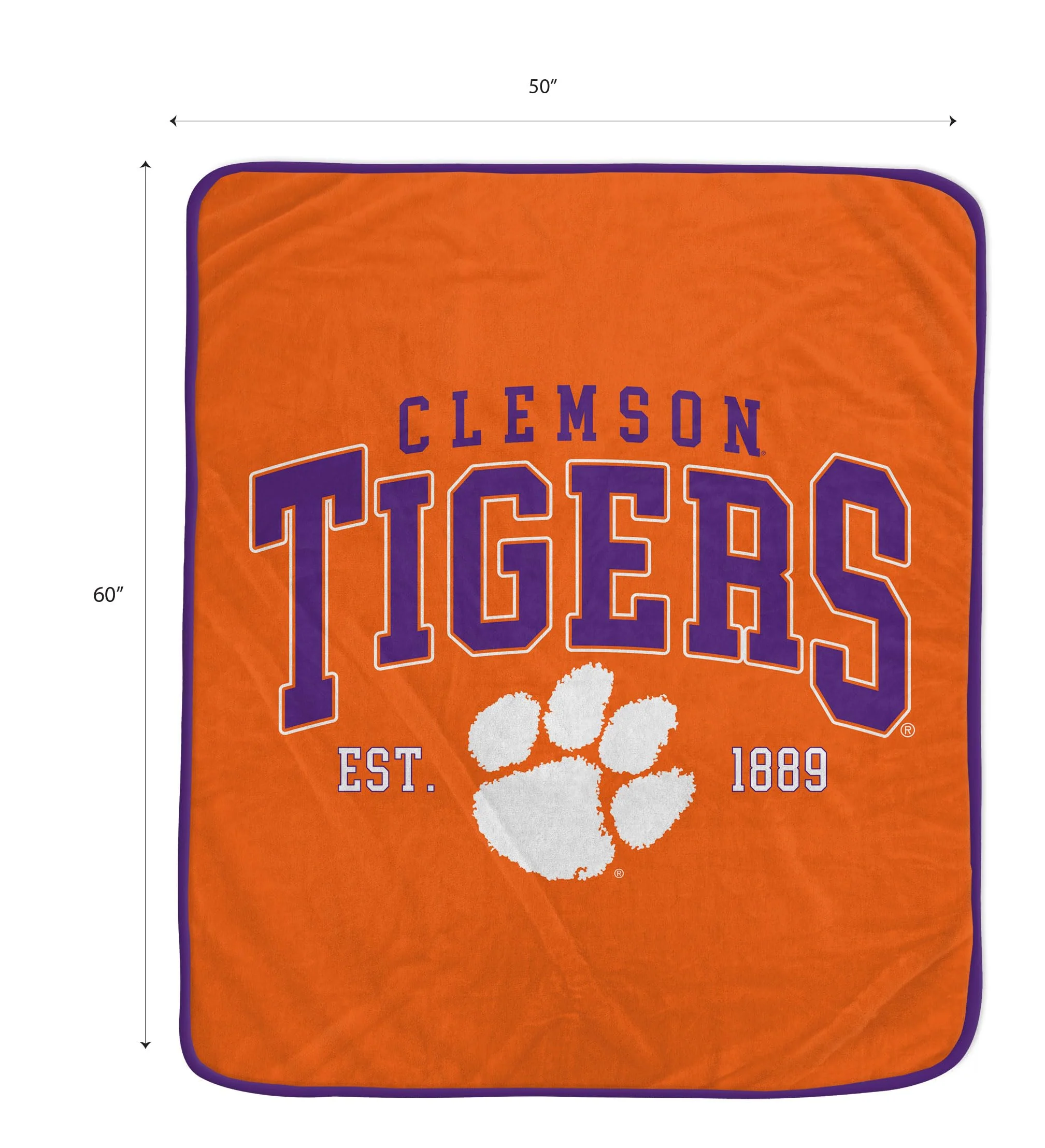 NCAA Clemson Tigers Vintage Arch Block Ultra Soft Blanket - Image 2