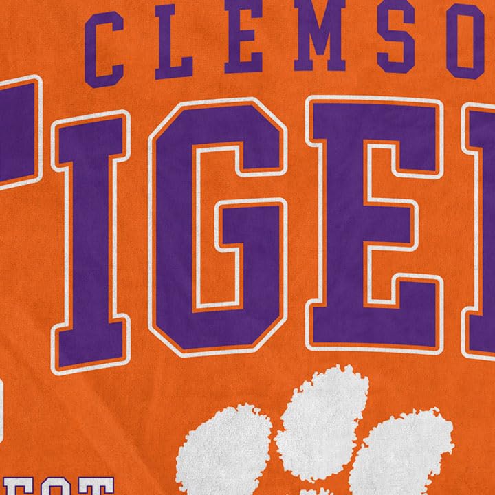 NCAA Clemson Tigers Vintage Arch Block Ultra Soft Blanket - Image 3
