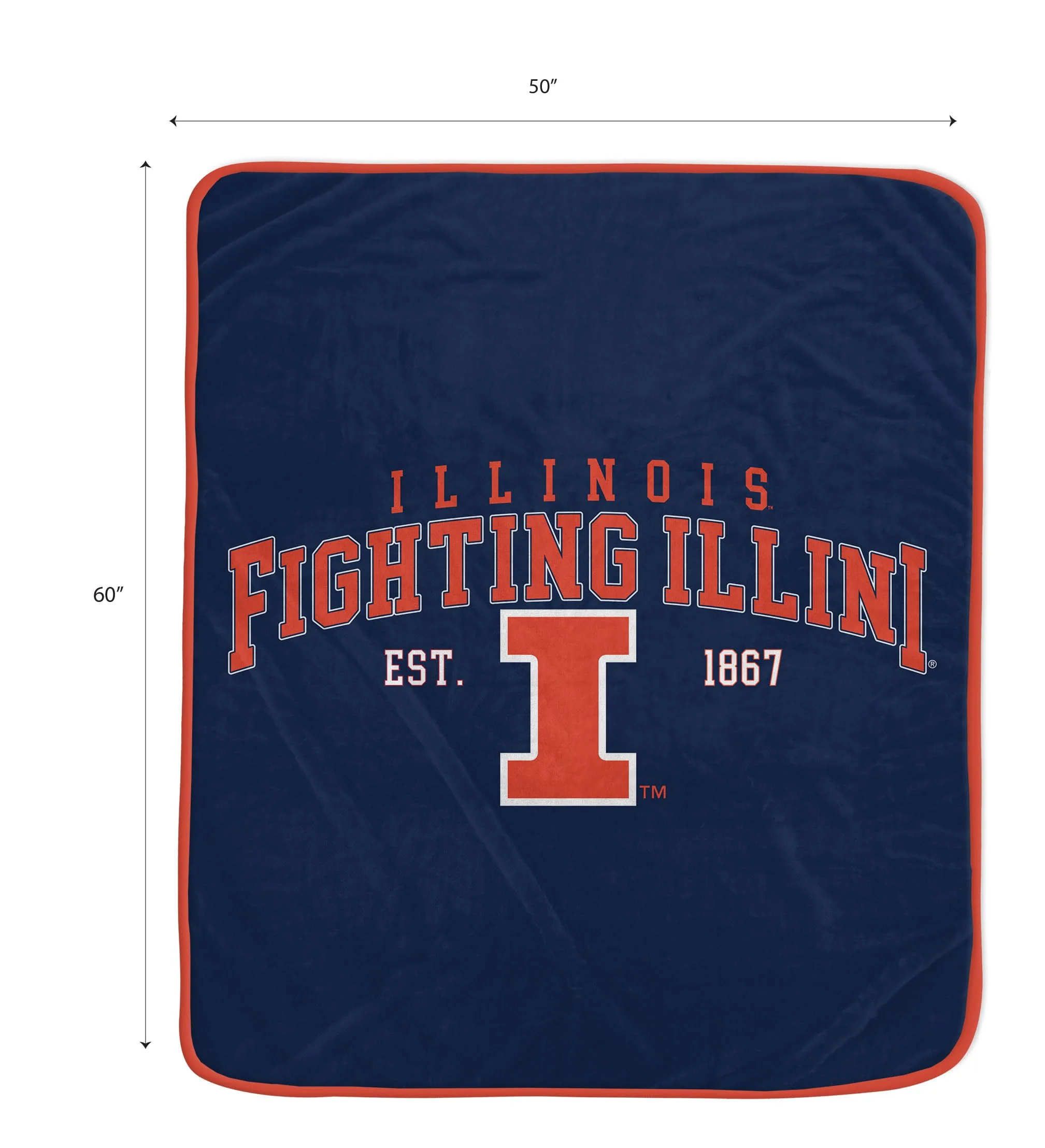 NCAA Illinois Fighting Illini Vintage Arch Block Ultra Soft Blanket - Image 2