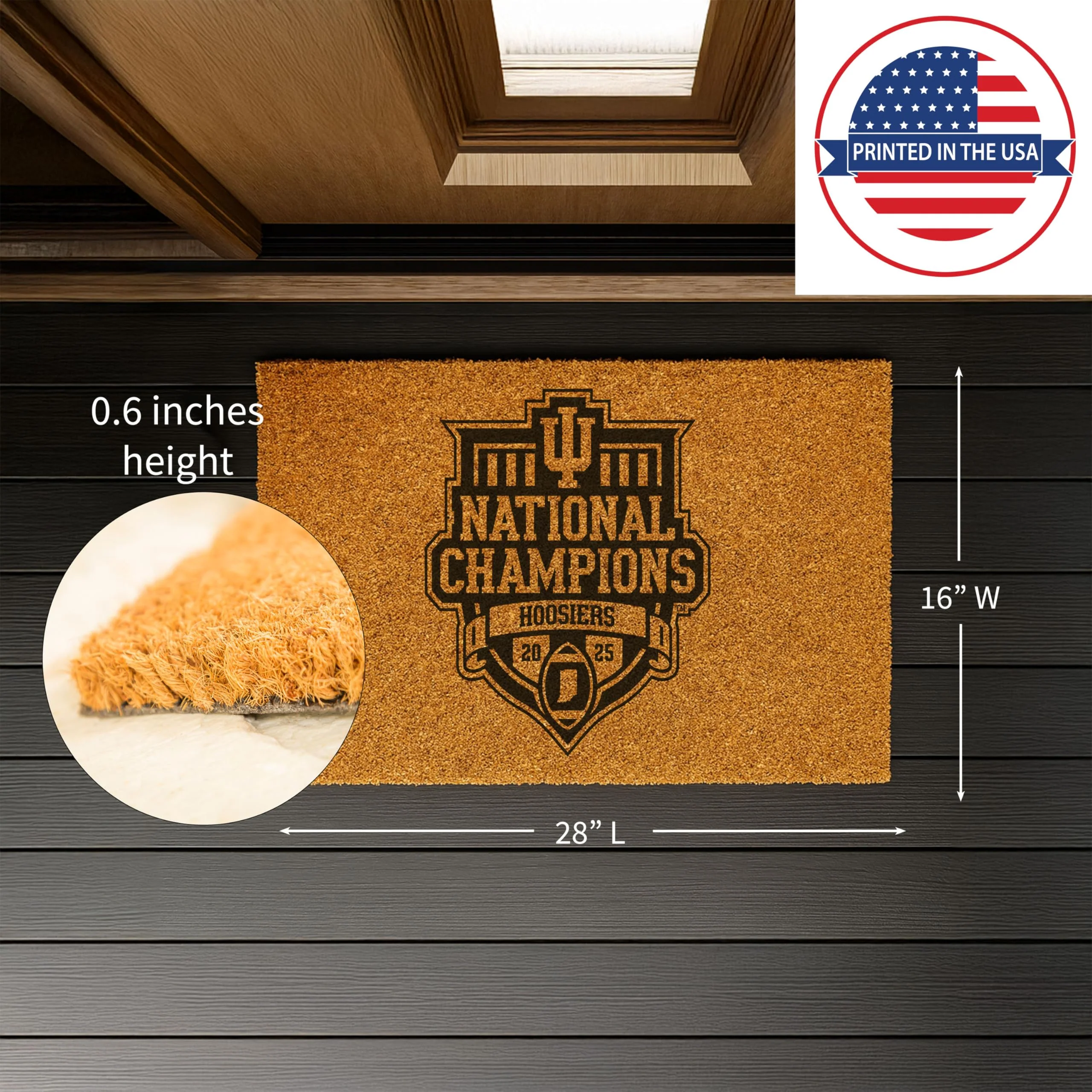 NCAA Indiana University Coir Doormat, CFP National Champions 2025-26, 28 x 16 Inches College Sports Coir Mat, Non Slip Back Front Door Welcome Floor Mat, Indoor Outdoor Entrance Rug - Image 8