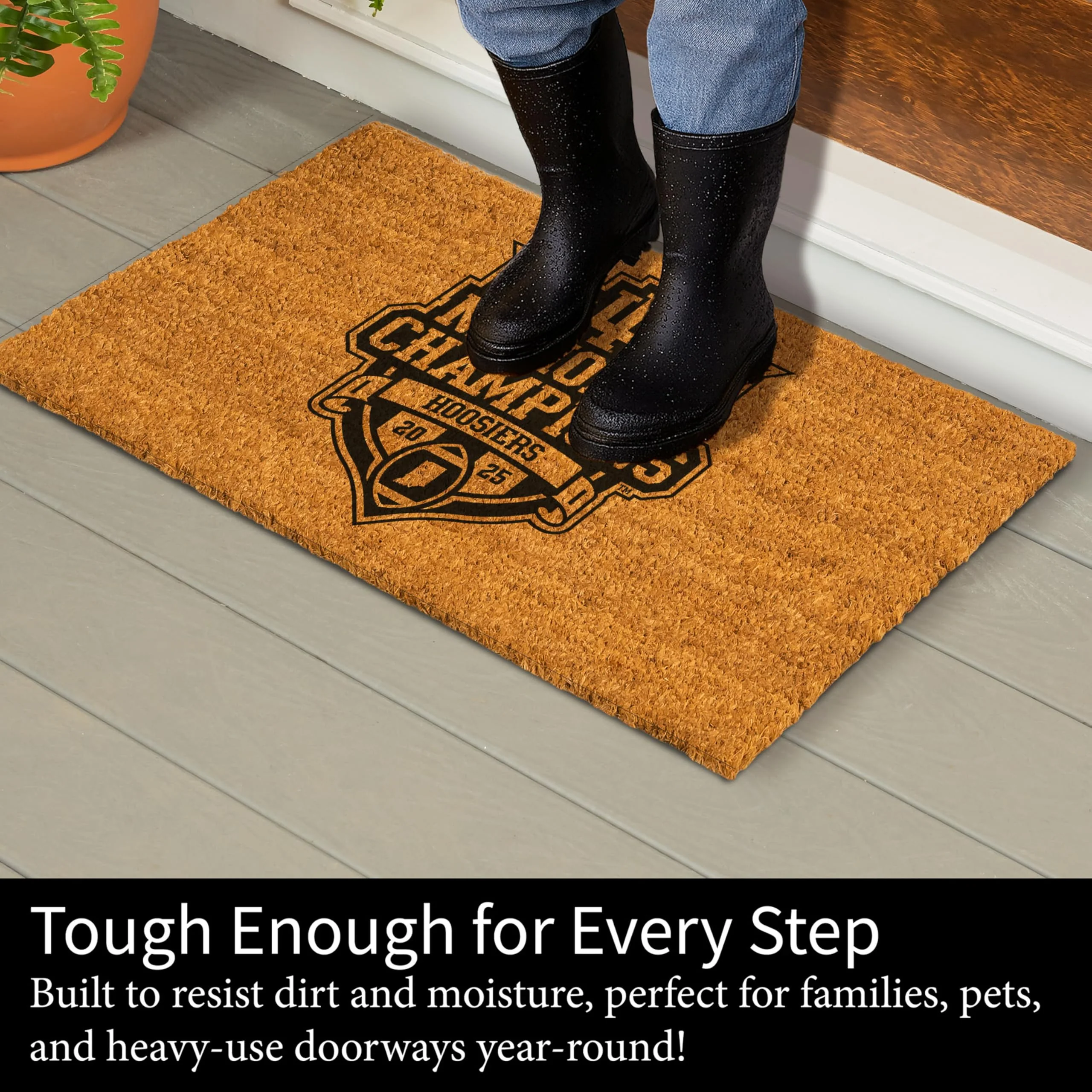 NCAA Indiana University Coir Doormat, CFP National Champions 2025-26, 28 x 16 Inches College Sports Coir Mat, Non Slip Back Front Door Welcome Floor Mat, Indoor Outdoor Entrance Rug - Image 9