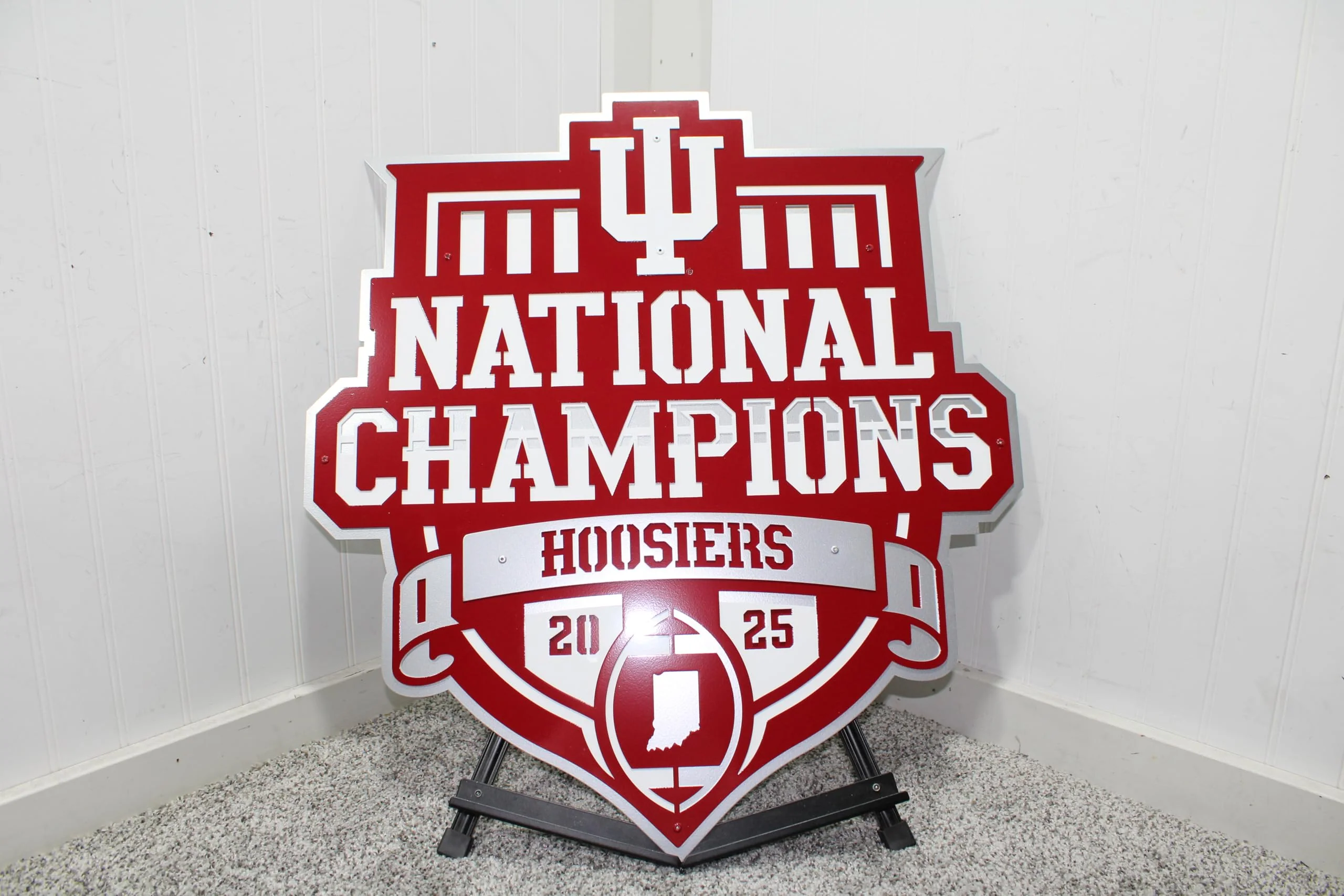 NCAA Indiana University Metal Wall Sign, CFP National Champions 2025-26, Large Metal Street Sign, College Sports Décor for Home Bedroom Dorm Office Man Cave