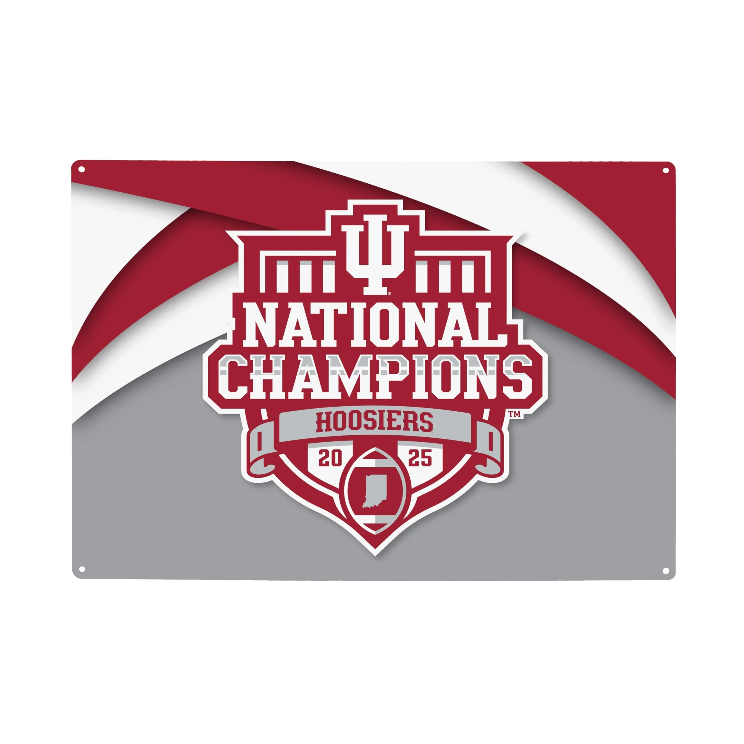 NCAA Indiana University Metal Wall Sign, CFP National Champions 2025-26, Metal Street Sign 15.5"L x 11.5"H, College Sports Décor for Home Bedroom Dorm Office Man Cave