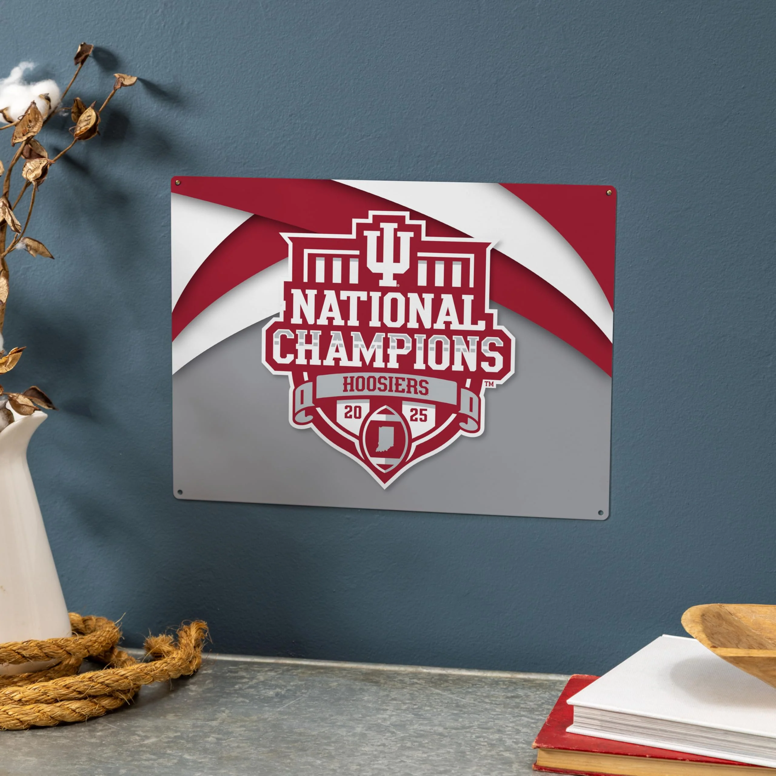 NCAA Indiana University Metal Wall Sign, CFP National Champions 2025-26, Metal Street Sign 15.5"L x 11.5"H, College Sports Décor for Home Bedroom Dorm Office Man Cave - Image 2