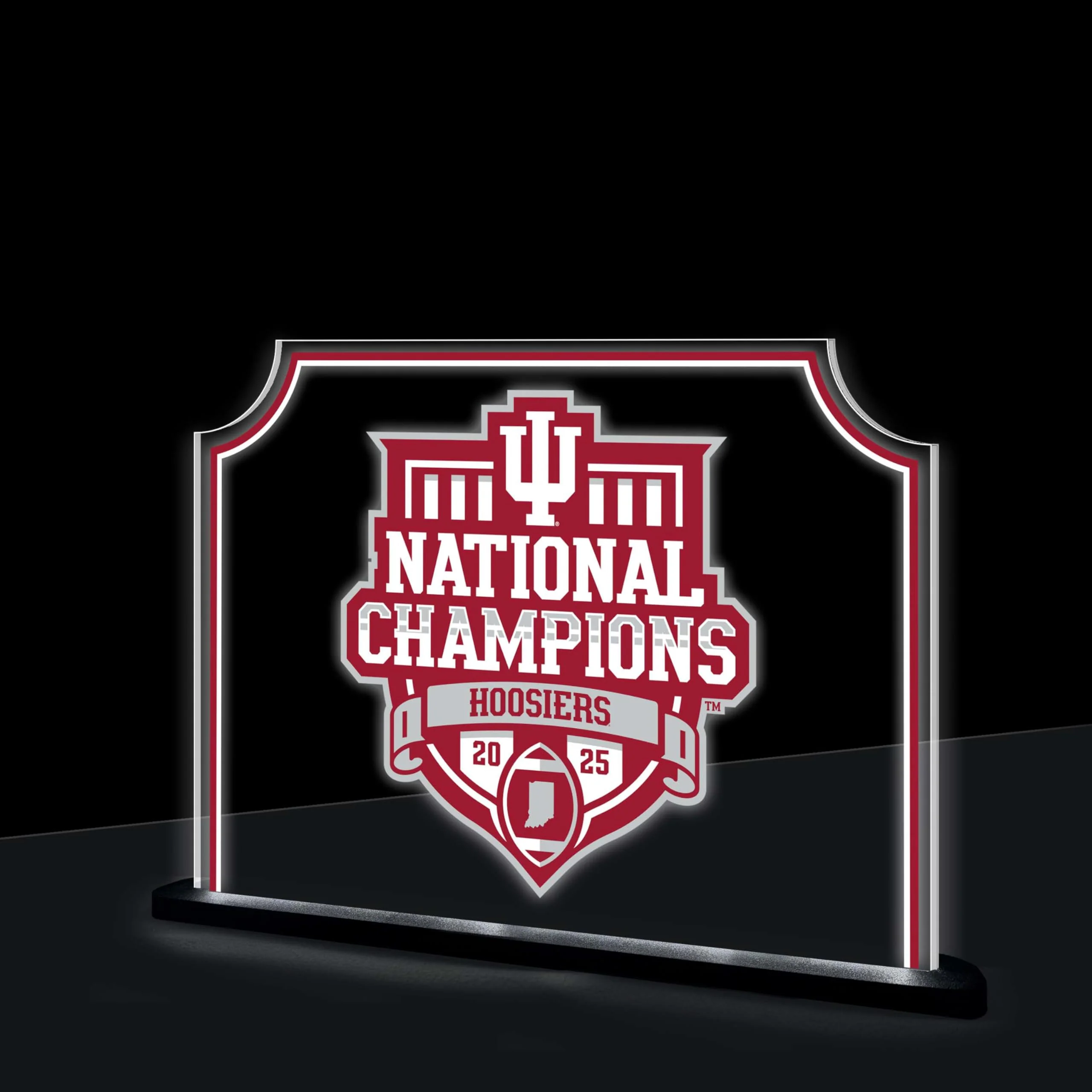 NCAA Indiana University Tabletop LED Light Signs, CFP National Champions 2025-26, Free-Standing Desk Night Light Lamp for Home, Office, Man Cave, Christmas Gift for Men, Women, Made in USA