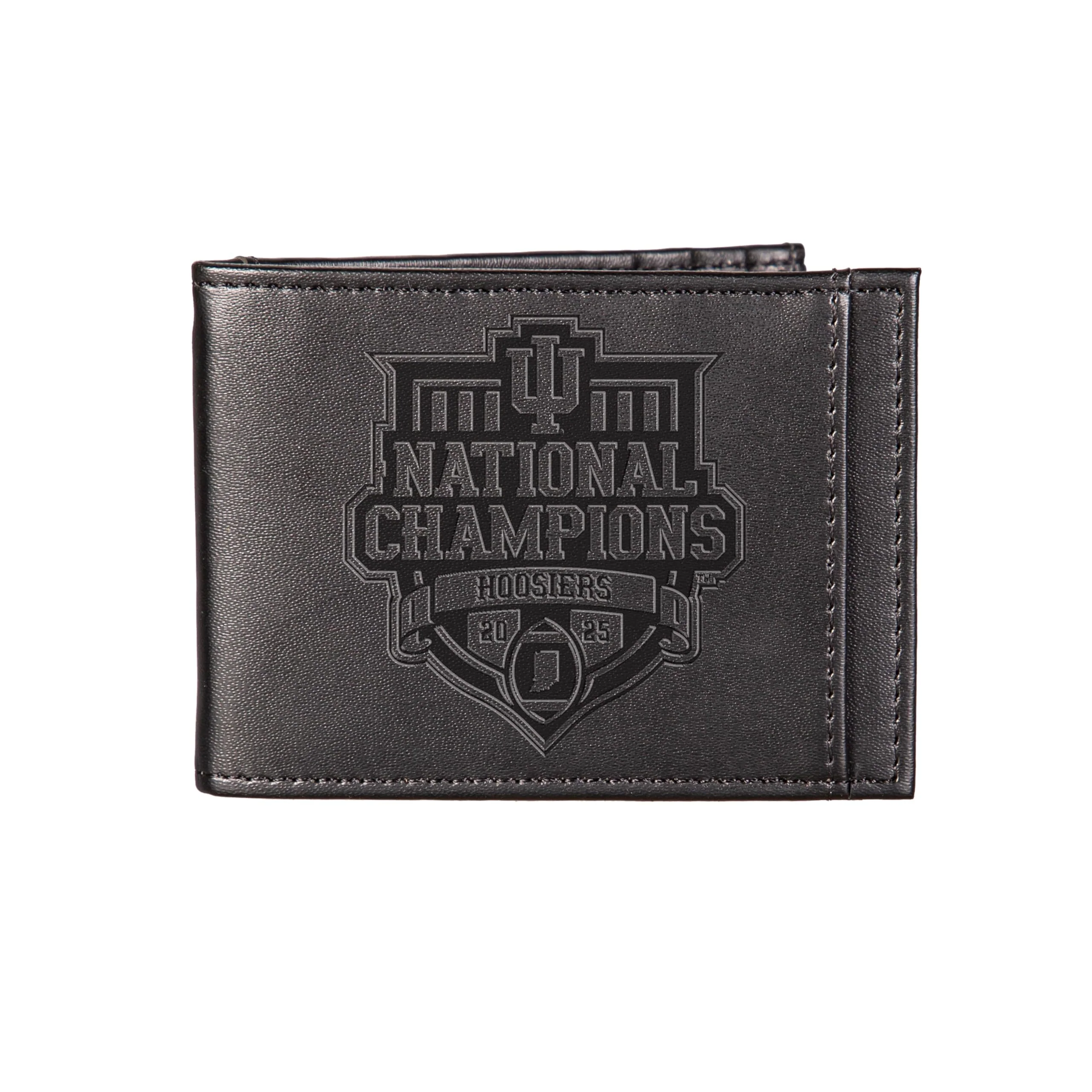 NCAA Indiana University Wallet for Men, CFP National Champions 2025-2026, Officially Licensed Stamped Logo, Minimalist Leather with Money and Card Organizer (Brown, Slim)