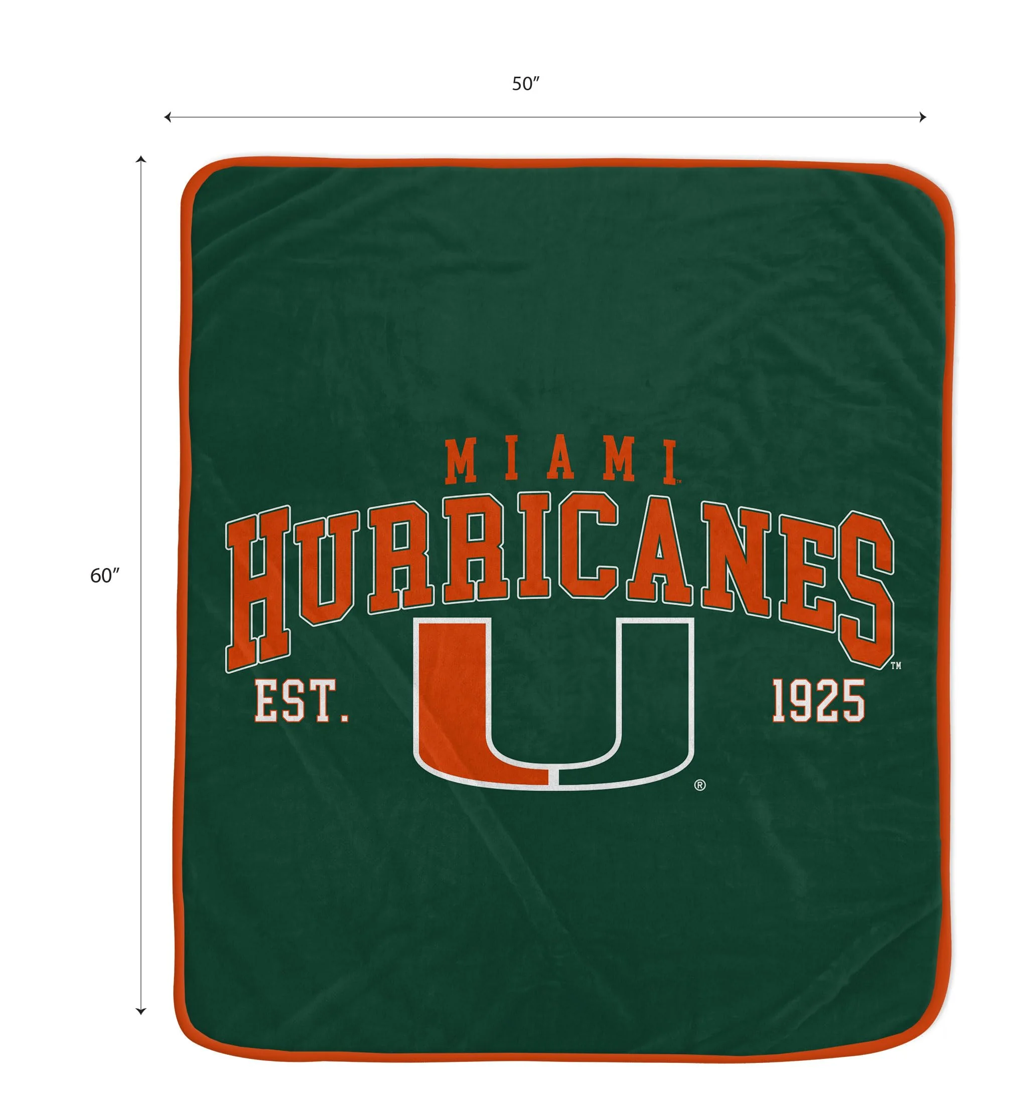 NCAA Miami Hurricanes Vintage Arch Block Ultra Soft Blanket - Image 2
