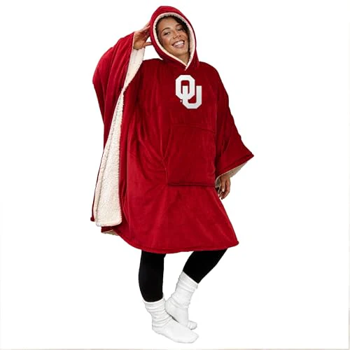 NCAA Oklahoma Sooners Team Color Bloncho w/Logo Patch & Sherpa - Image 2