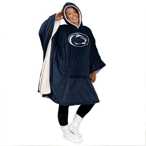 NCAA Penn State Nittany Lions Team Color Bloncho w/Logo Patch & Sherpa - Image 2