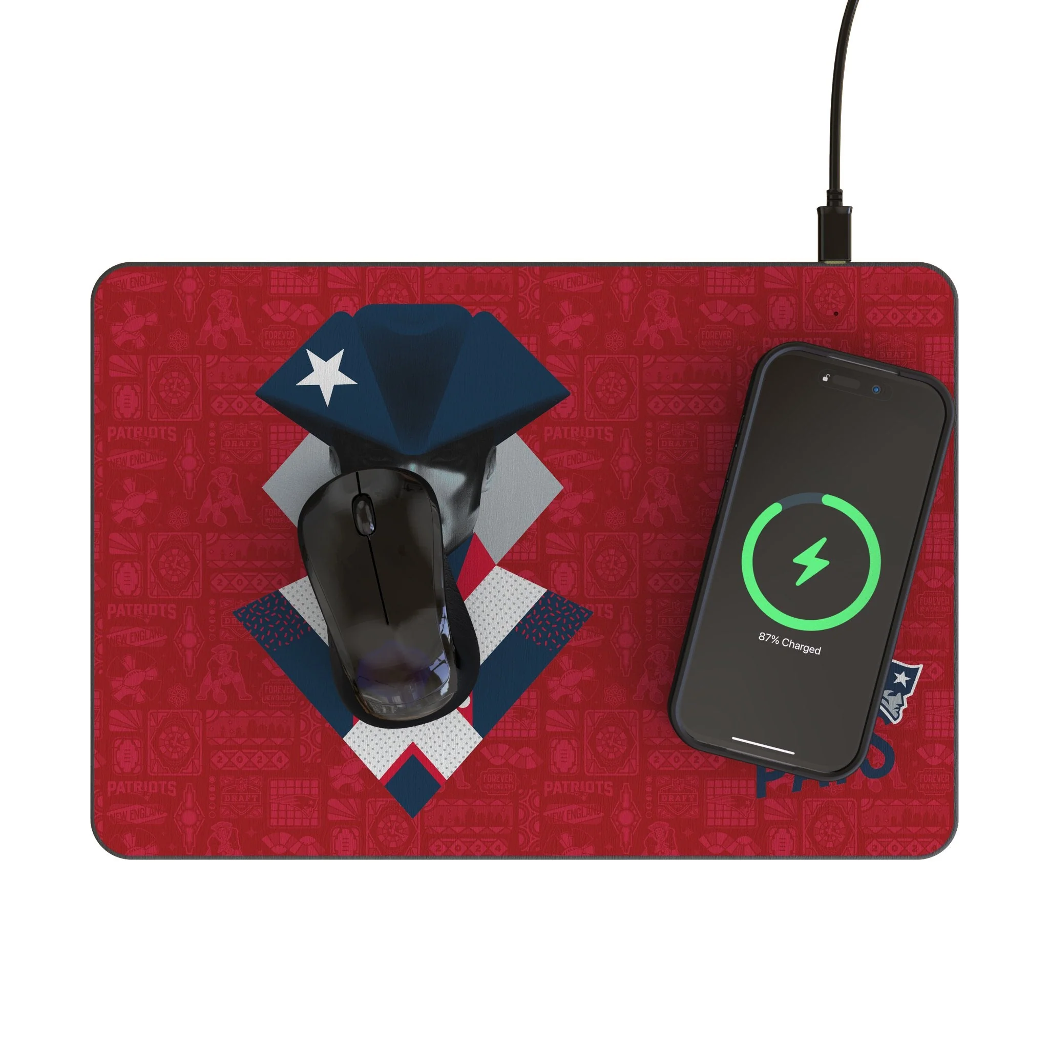 New England Patriots 2024 Edition 15-Watt Wireless Charger and Mouse Pad - Image 2