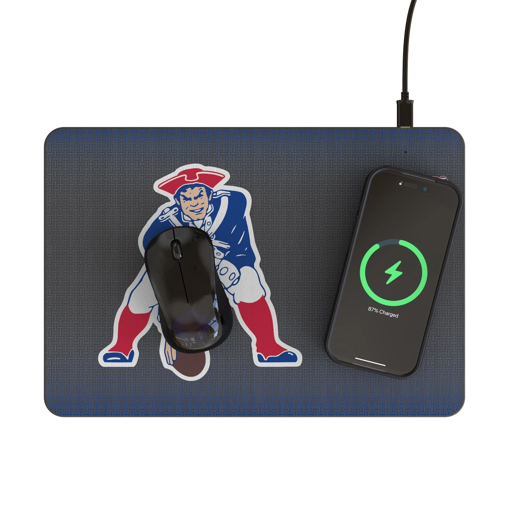 New England Patriots Historic Collection Linen 15-Watt Wireless Charger and Mouse Pad - Image 2