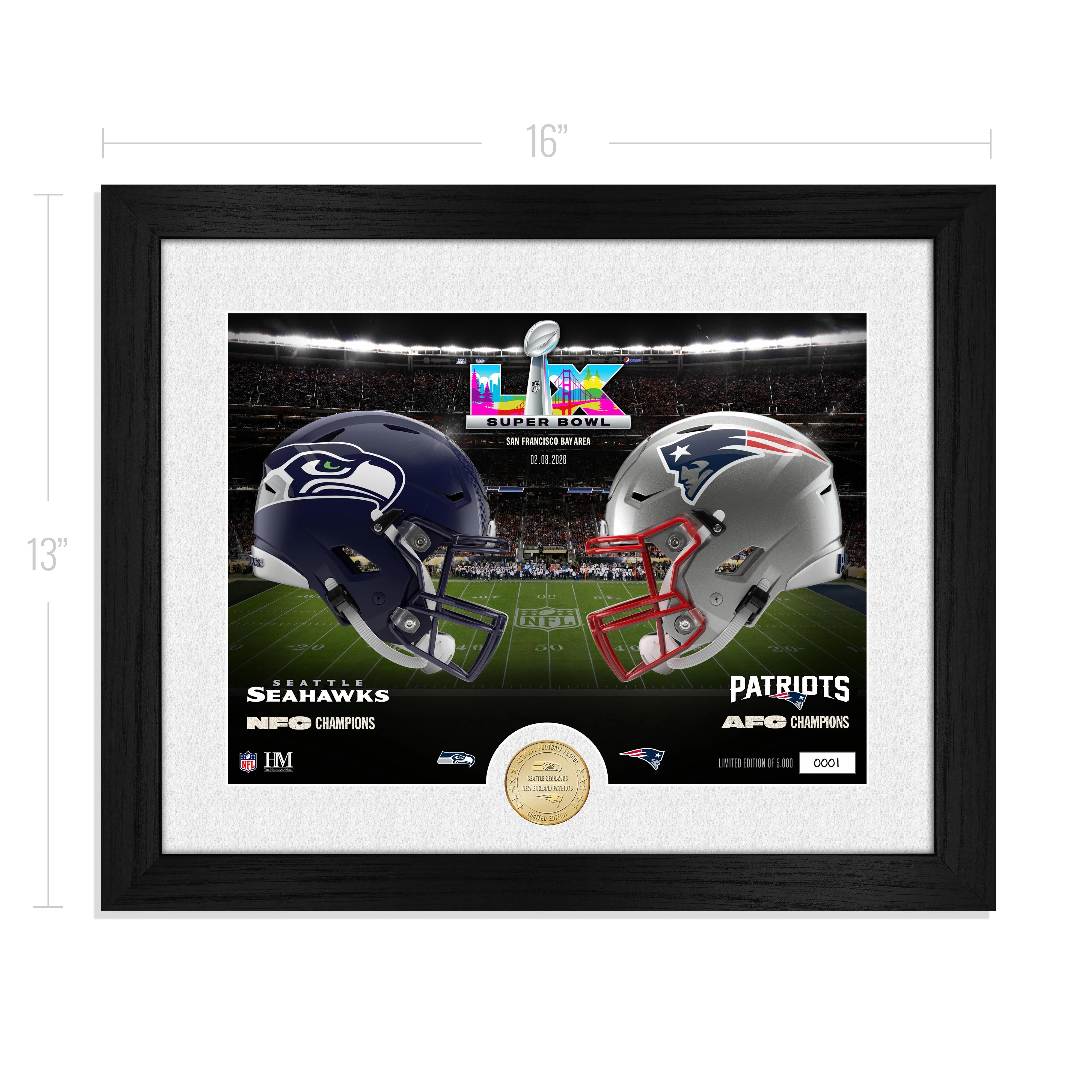 New England Patriots vs. Seattle Seahawks Super Bowl LX Match up Bronze Coin Photo Mint - Image 4