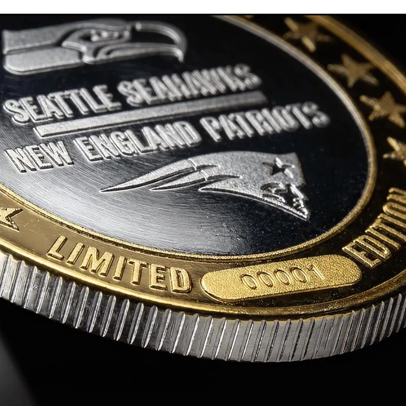 New England Patriots vs. Seattle Seahawks Super Bowl LX Official 2-Tone Gold & Silver Game Coin - Image 2