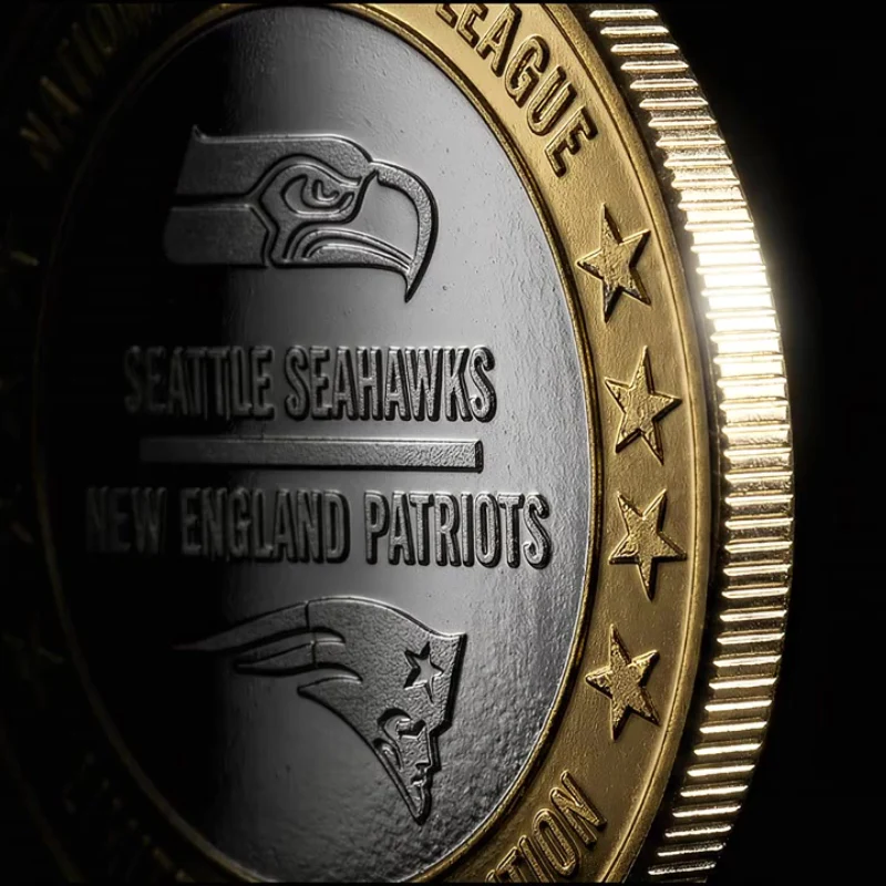 New England Patriots vs. Seattle Seahawks Super Bowl LX Official 2-Tone Gold & Silver Game Coin - Image 3