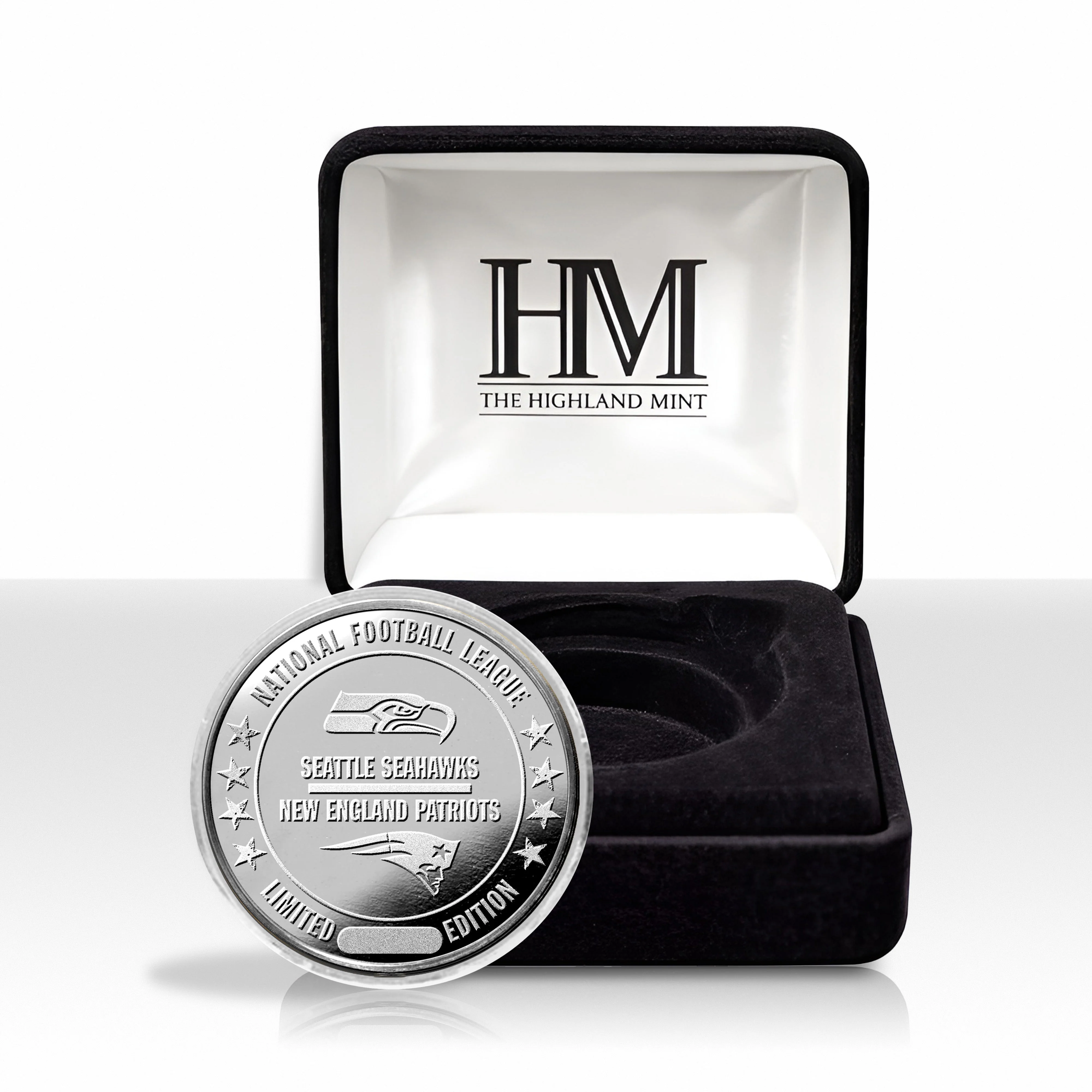 New England Patriots vs. Seattle Seahawks Super Bowl LX Silver Plated Game Coin - Image 4