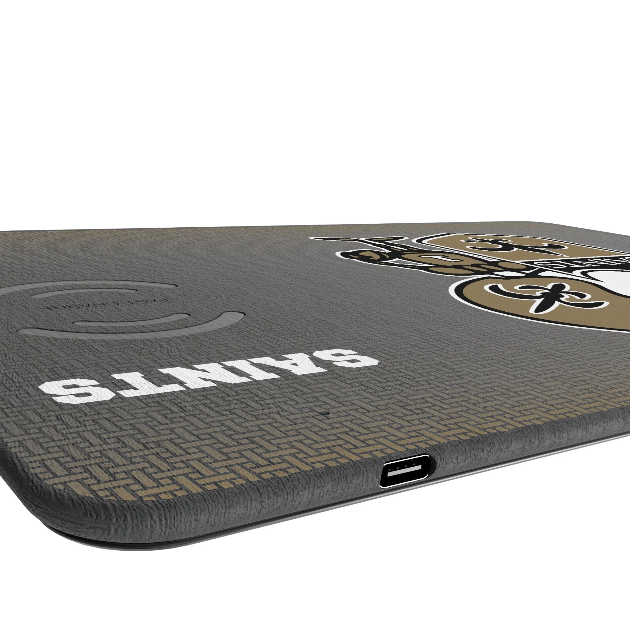New Orleans Saints Historic Collection Linen 15-Watt Wireless Charger and Mouse Pad - Image 3