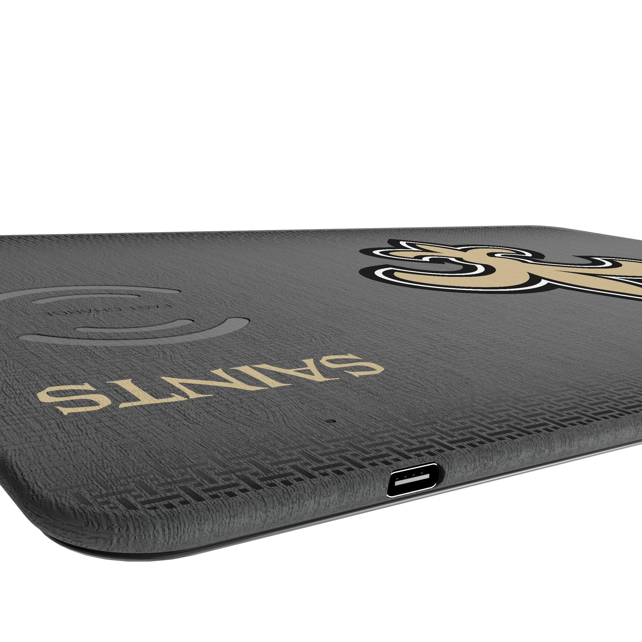 New Orleans Saints Linen 15-Watt Wireless Charger and Mouse Pad - Image 3