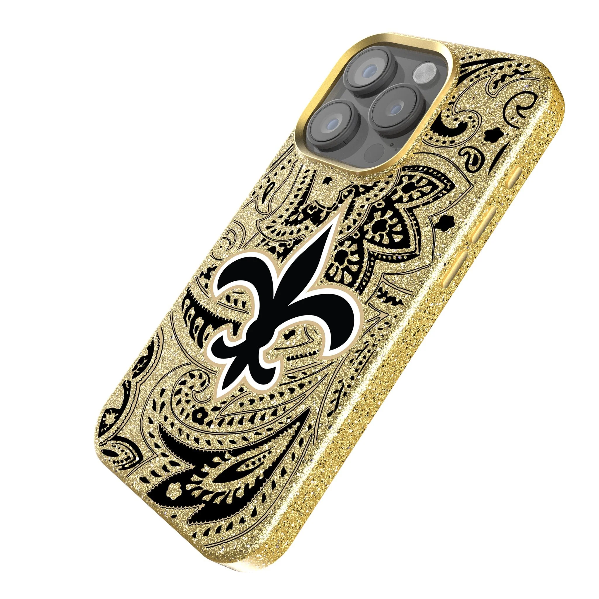 New Orleans Saints Paisley Bling Phone Case - Image 2