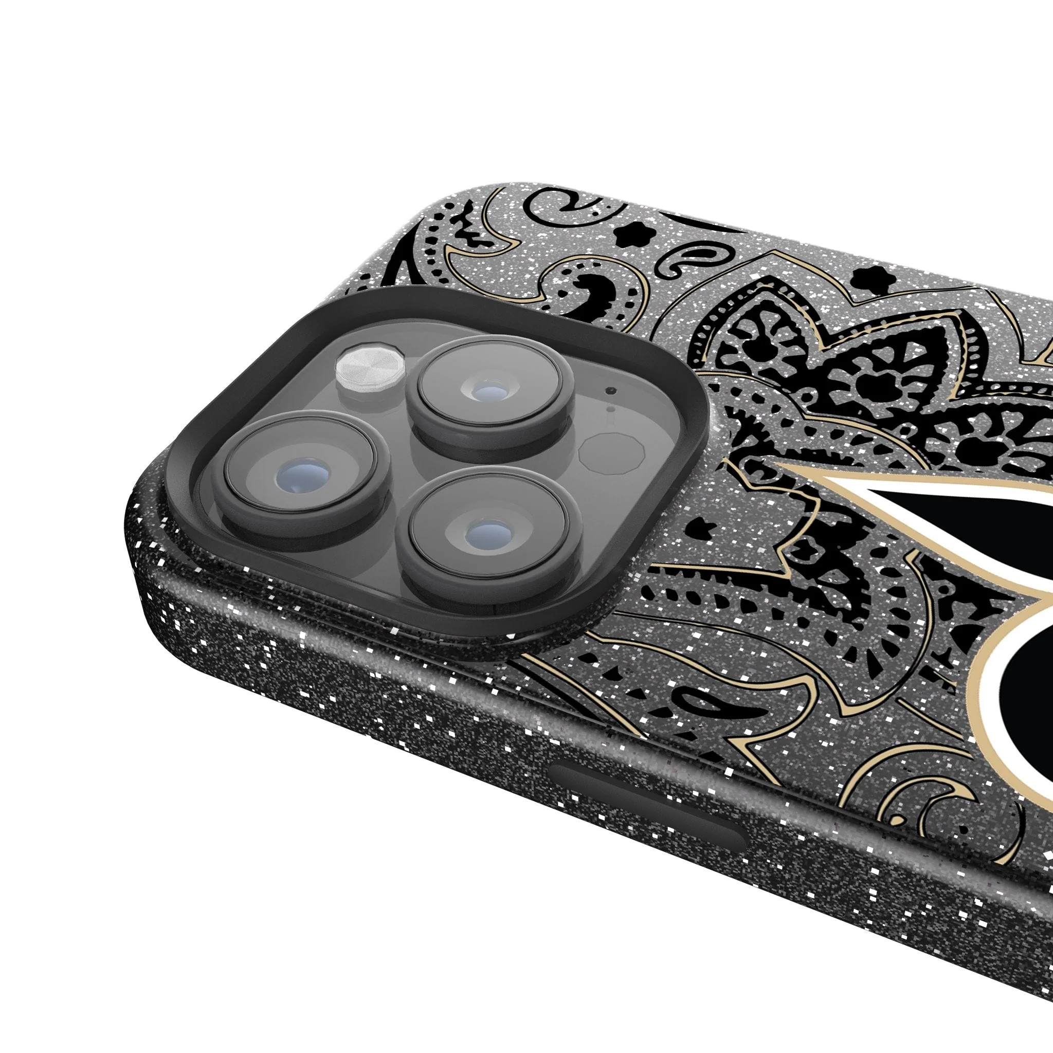 New Orleans Saints Paisley Bling Phone Case - Image 4