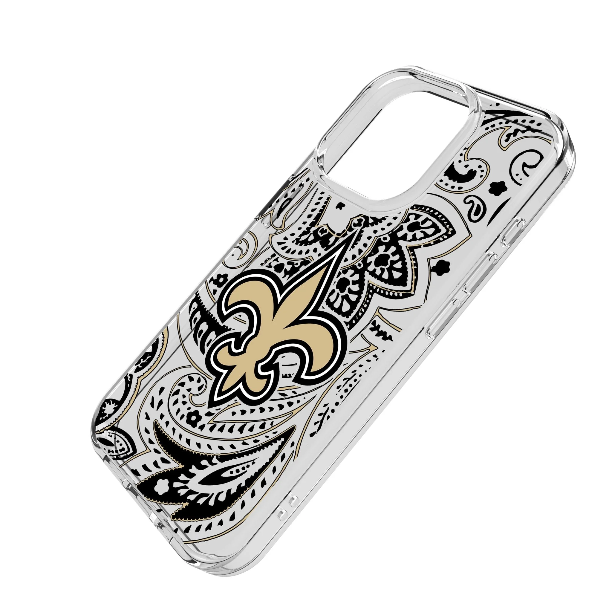 New Orleans Saints Paisley Clear Phone Case for Apple iPhone - Image 2