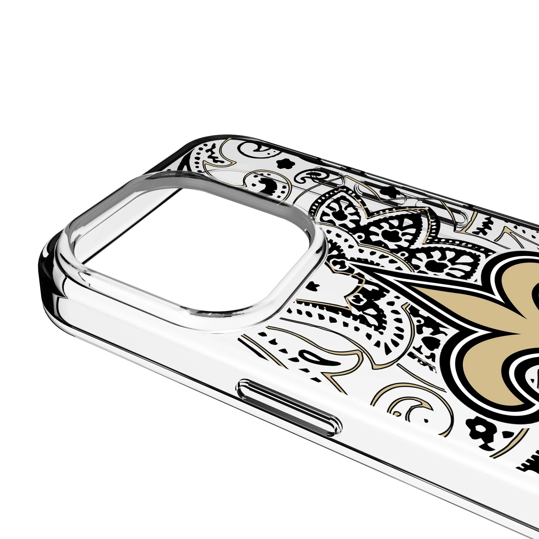 New Orleans Saints Paisley Clear Phone Case for Apple iPhone - Image 3