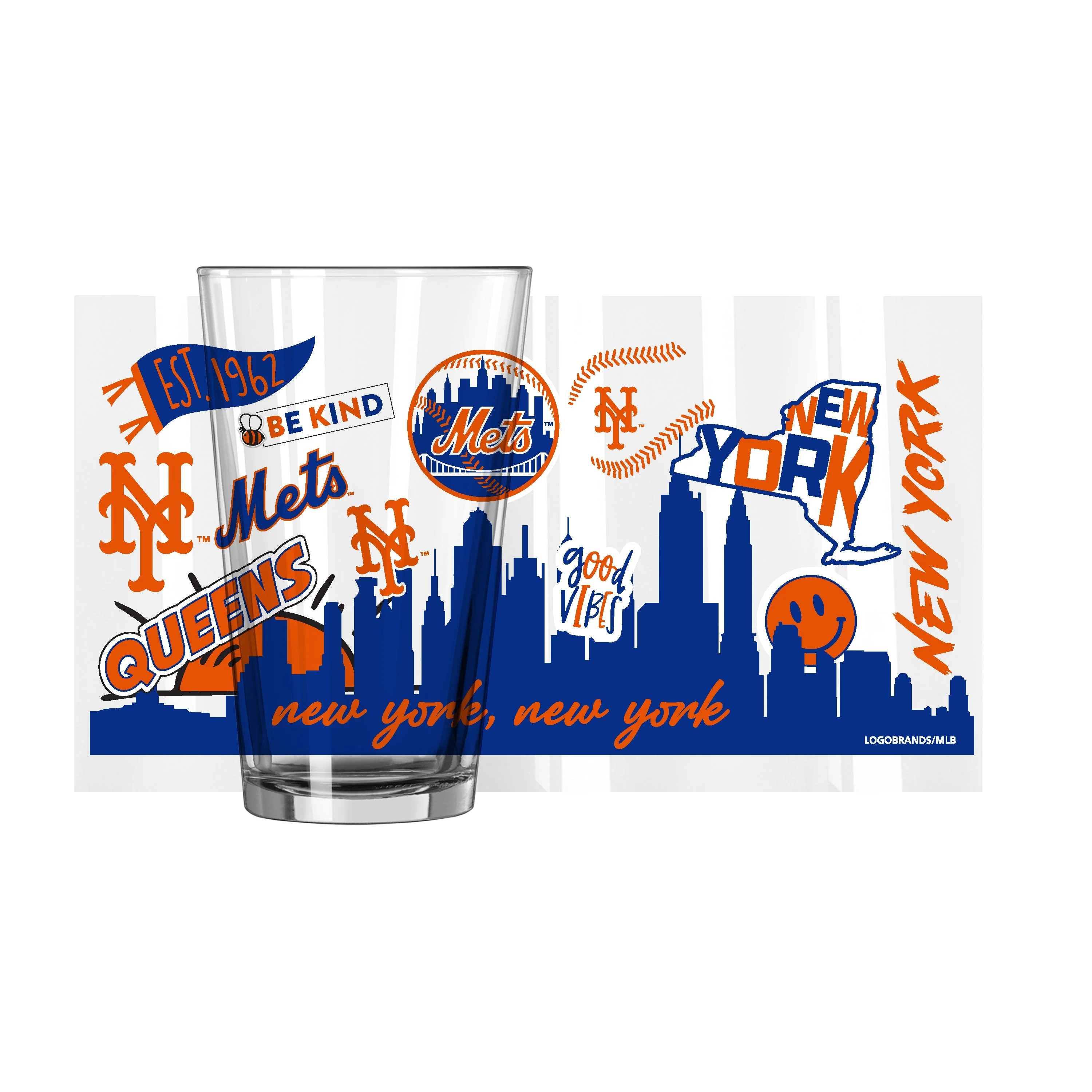 New York Mets 16oz Native Pint Glass - Image 2