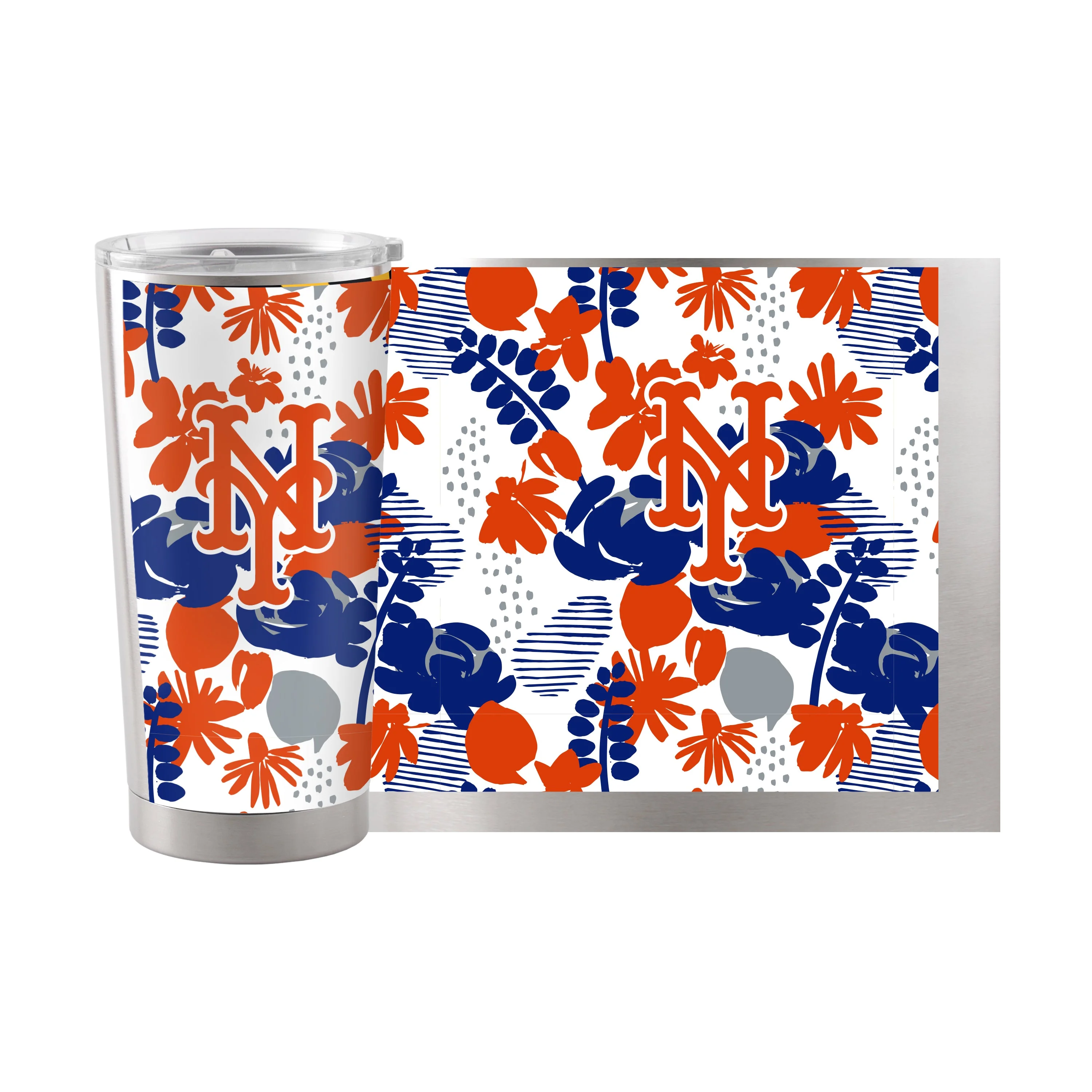 New York Mets 20oz Floral Stainless Steel Tumbler - Image 2
