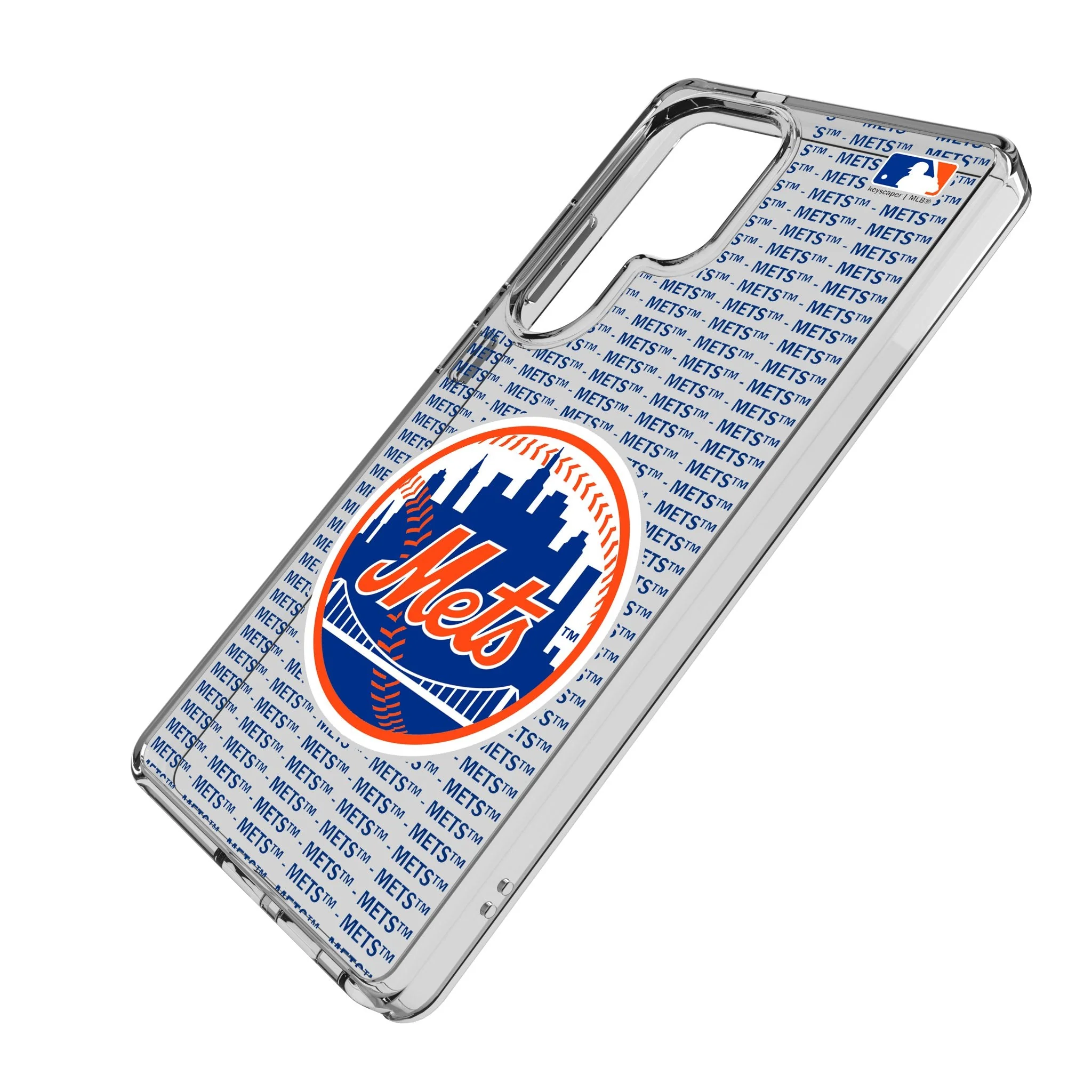 New York Mets Text Backdrop Clear Phone Case for Samsung Galaxy - Image 2