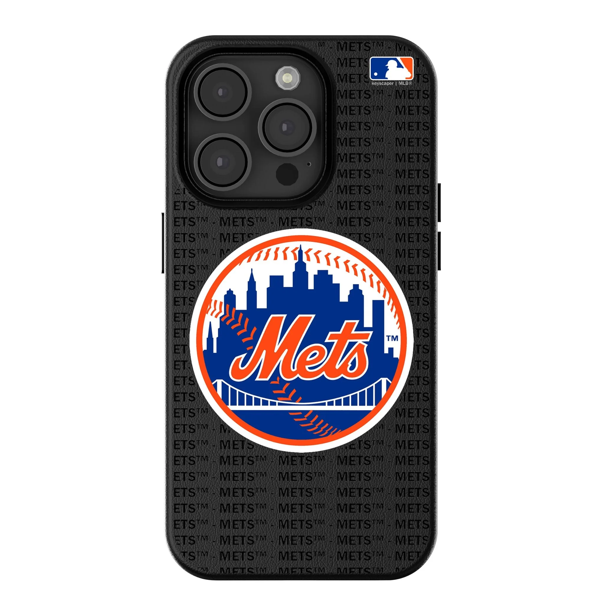 New York Mets Text Backdrop MagSafe Compatible Phone Case for Apple iPhone