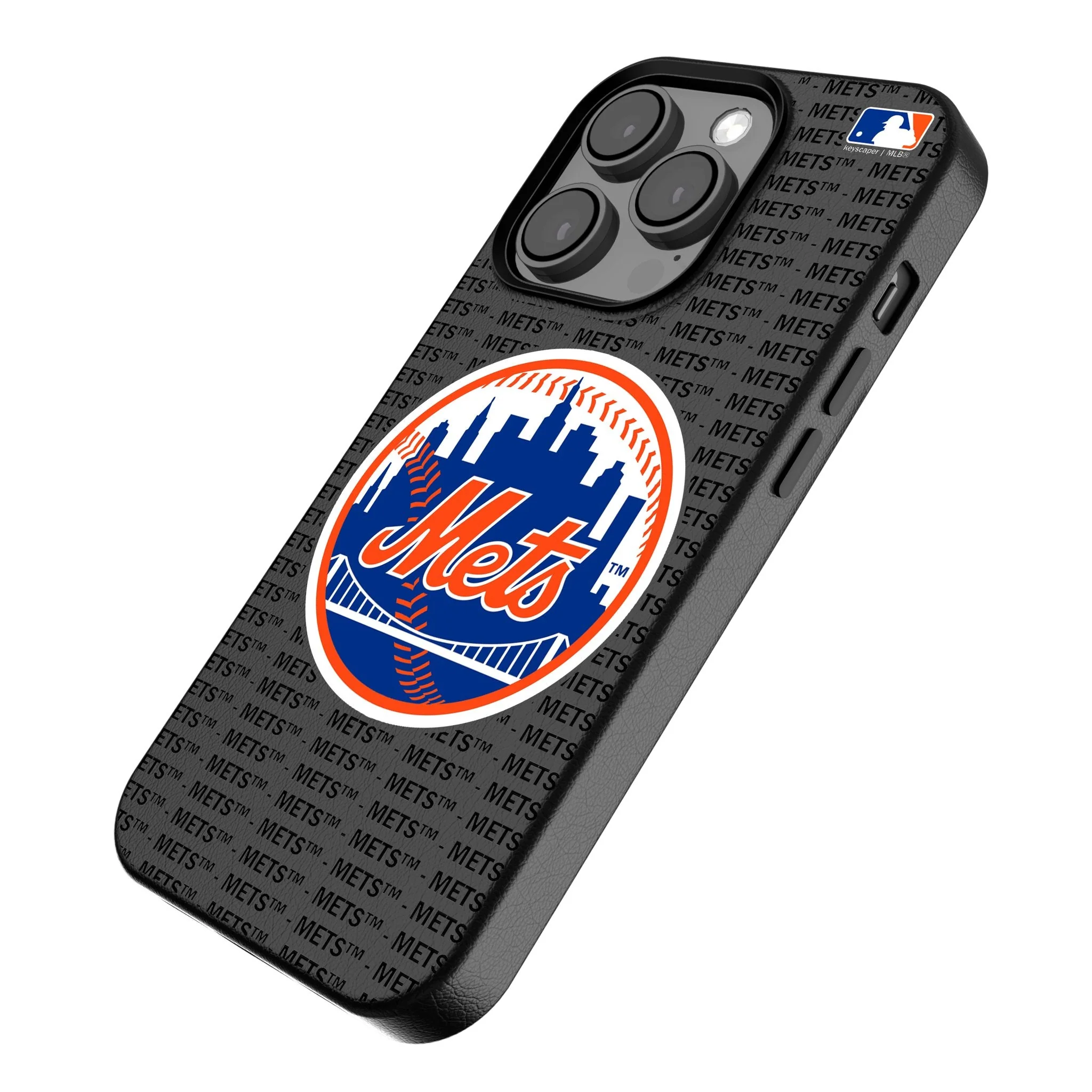New York Mets Text Backdrop MagSafe Compatible Phone Case for Apple iPhone - Image 2