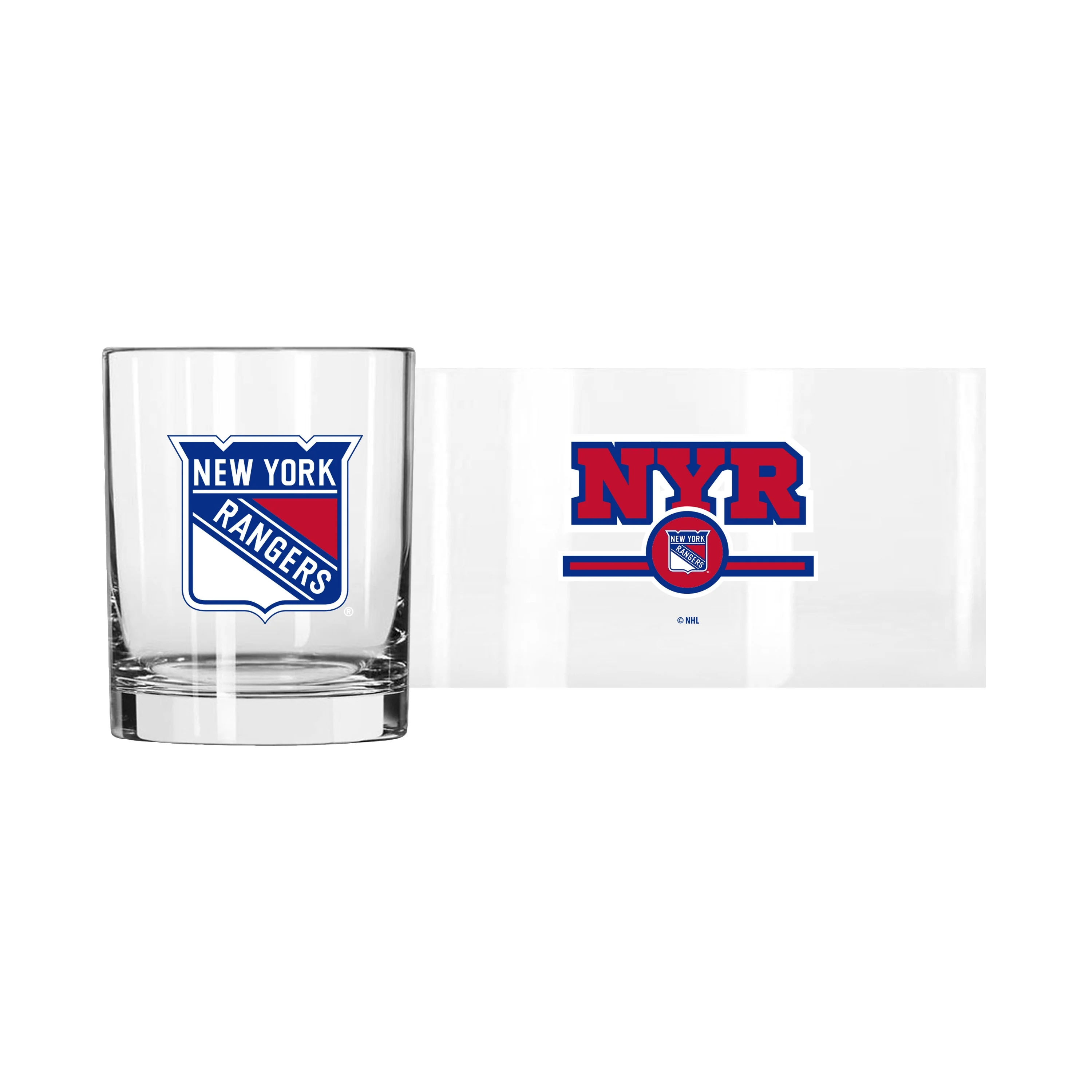 New York Rangers 14oz Letterman Rocks Glass - Image 2