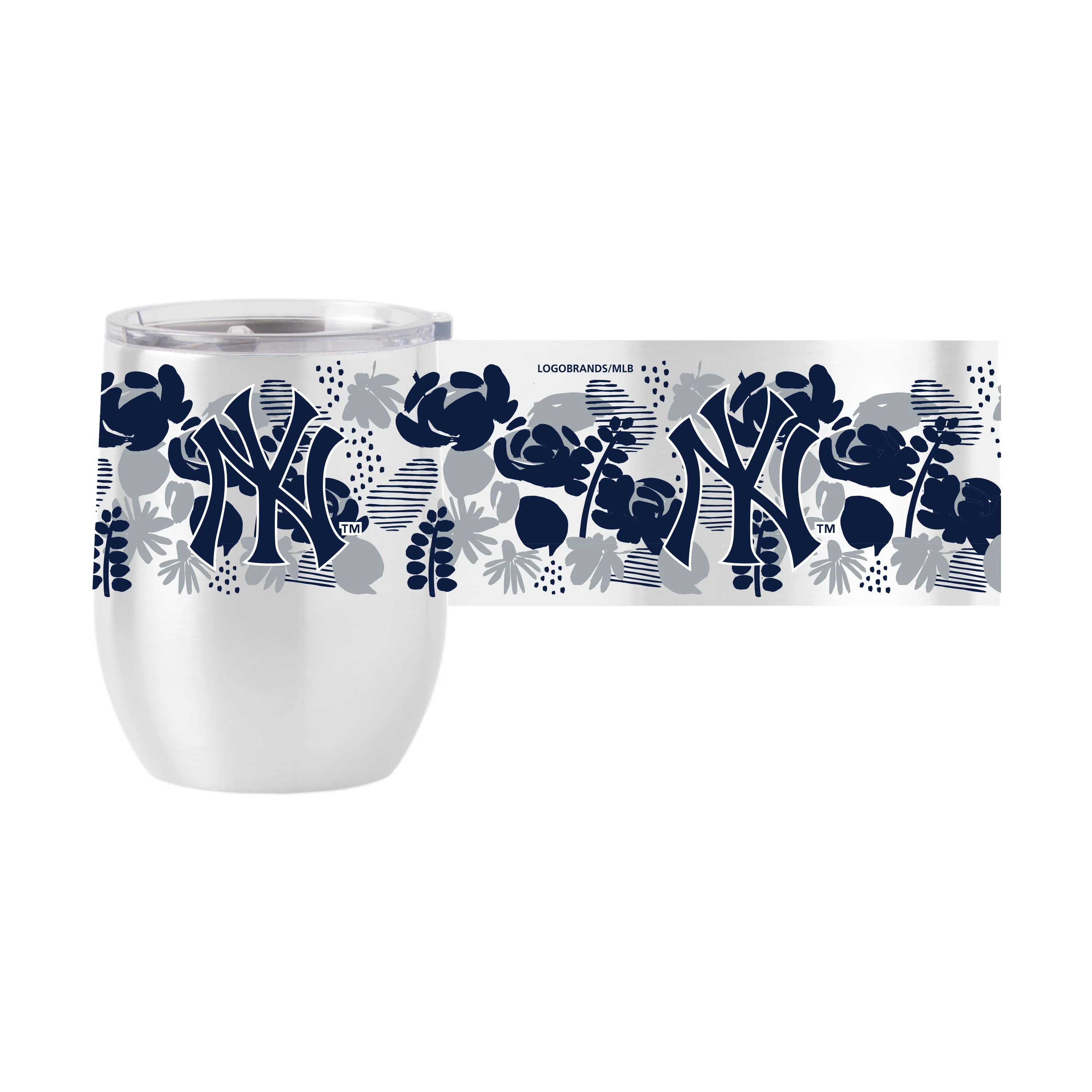 New York Yankees 16oz Floral Stainless Curved Beverage - Image 2