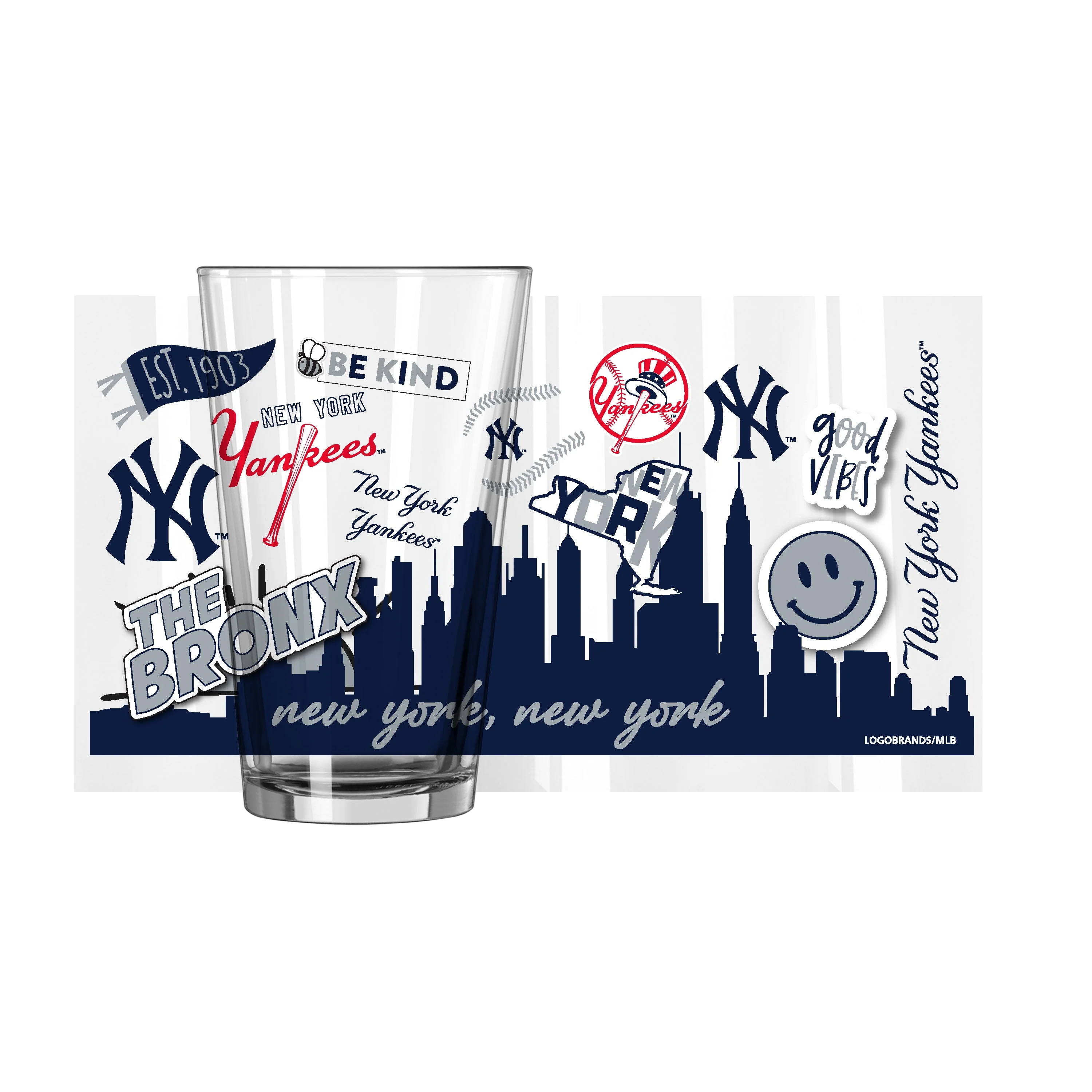 New York Yankees 16oz Native Pint Glass - Image 2