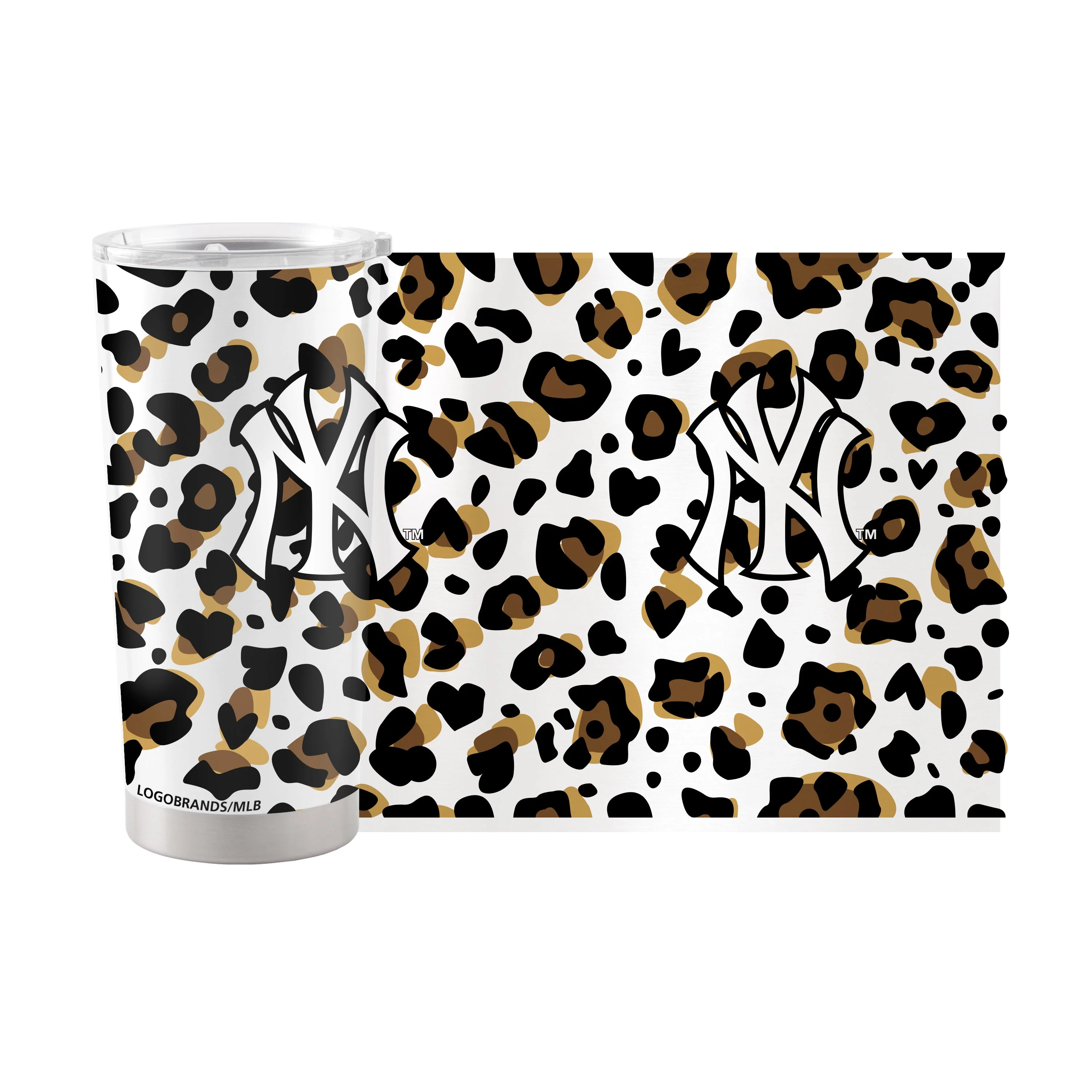 New York Yankees 20oz Neutral Leopard Stainless Steel Tumbler - Image 2