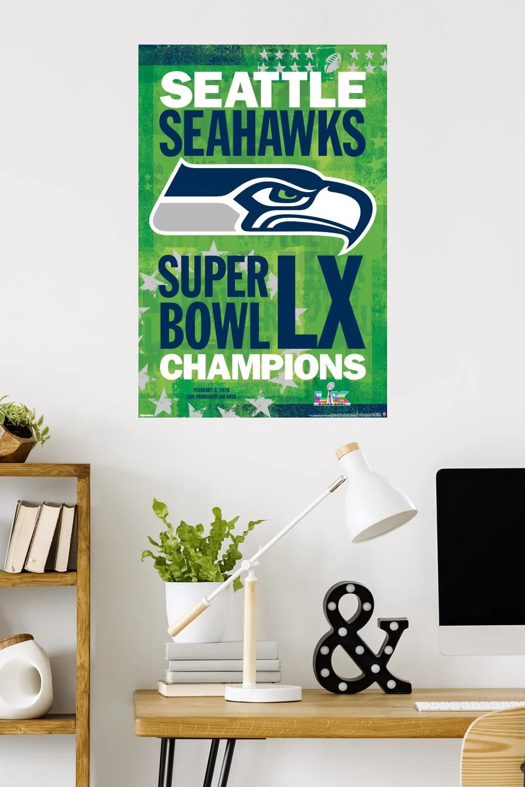 NFL Seattle Seahawks - Super Bowl LX Team Logo Wall Poster, 34L" x 22.4W", Premium Unframed Version - Image 3