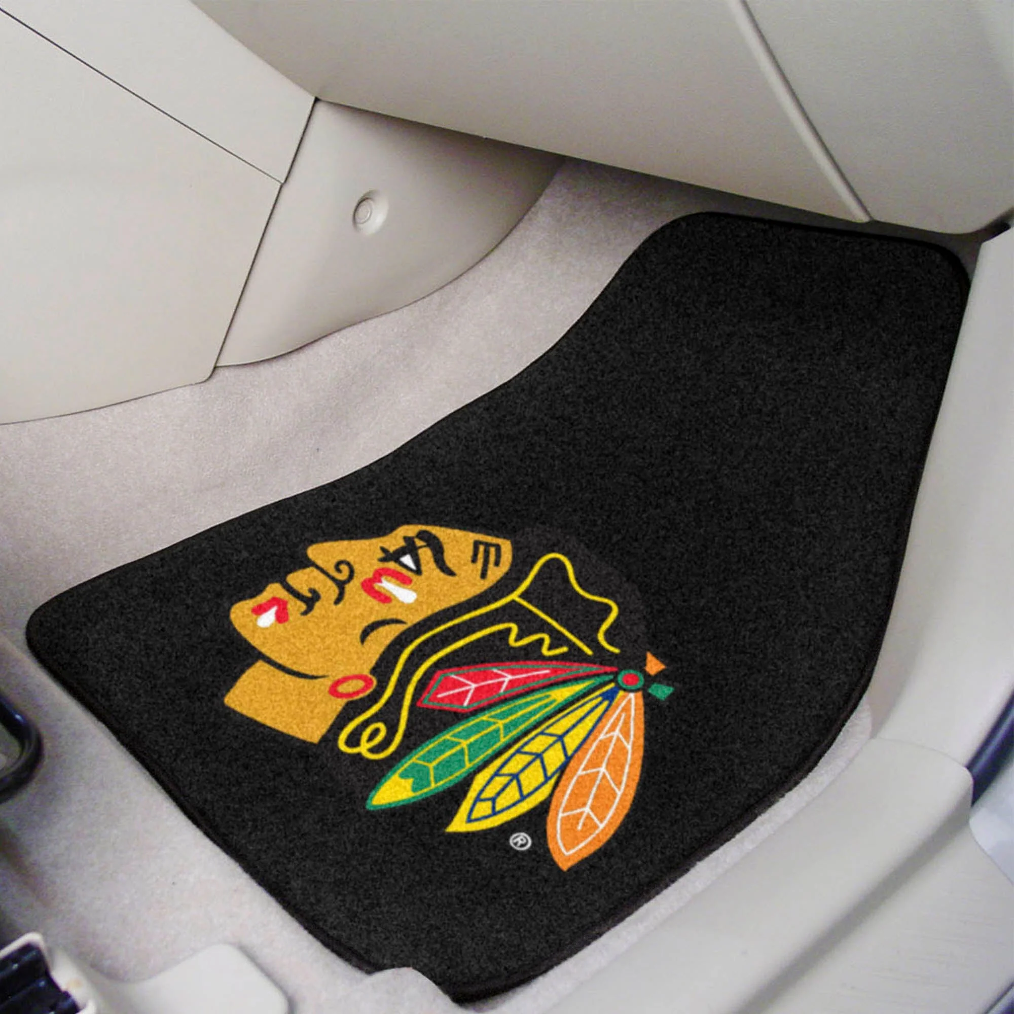 NHL - Chicago Blackhawks 2-pc Carpet Car Mat Set - Image 2
