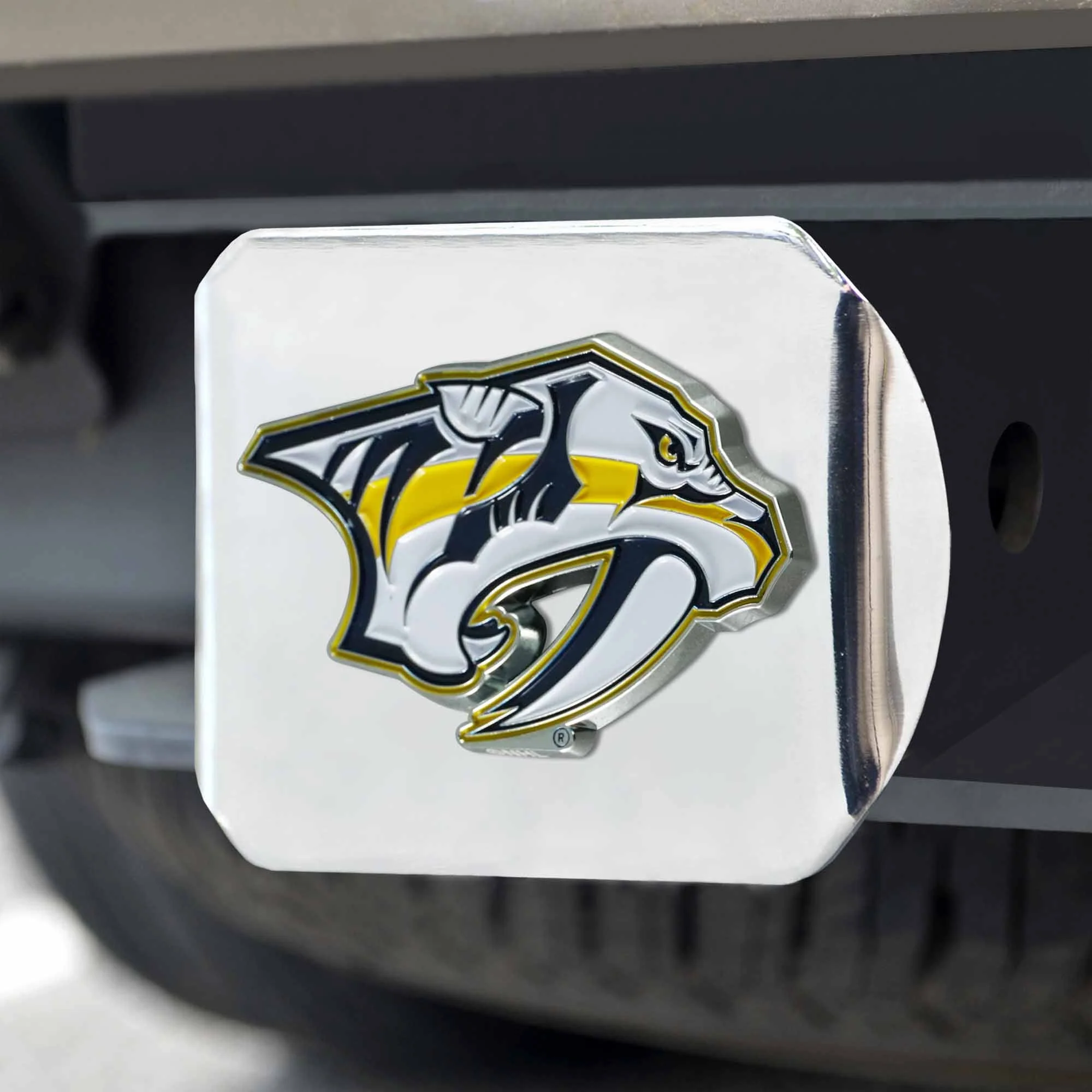 NHL - Nashville Predators Color on Chrome Hitch Cover - Image 2