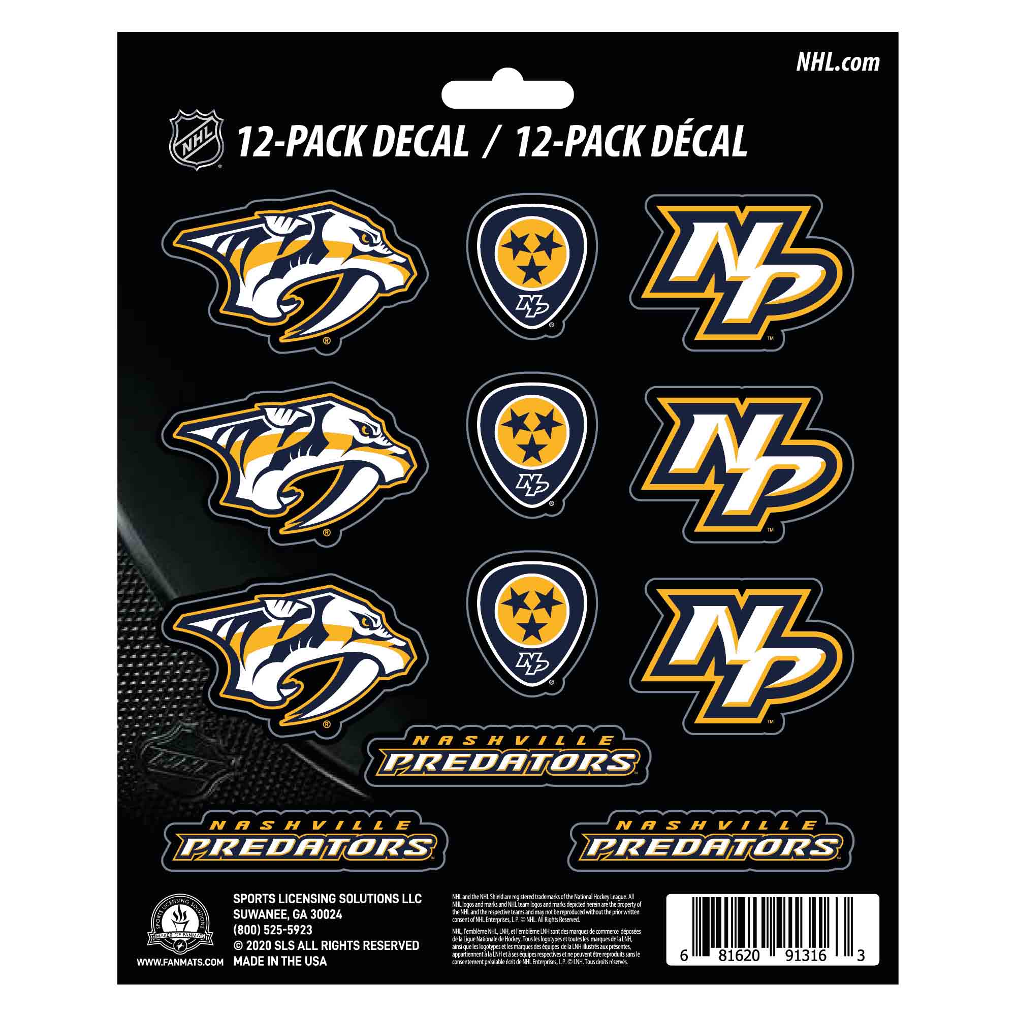 NHL - Nashville Predators Mini Decal 12-pk
