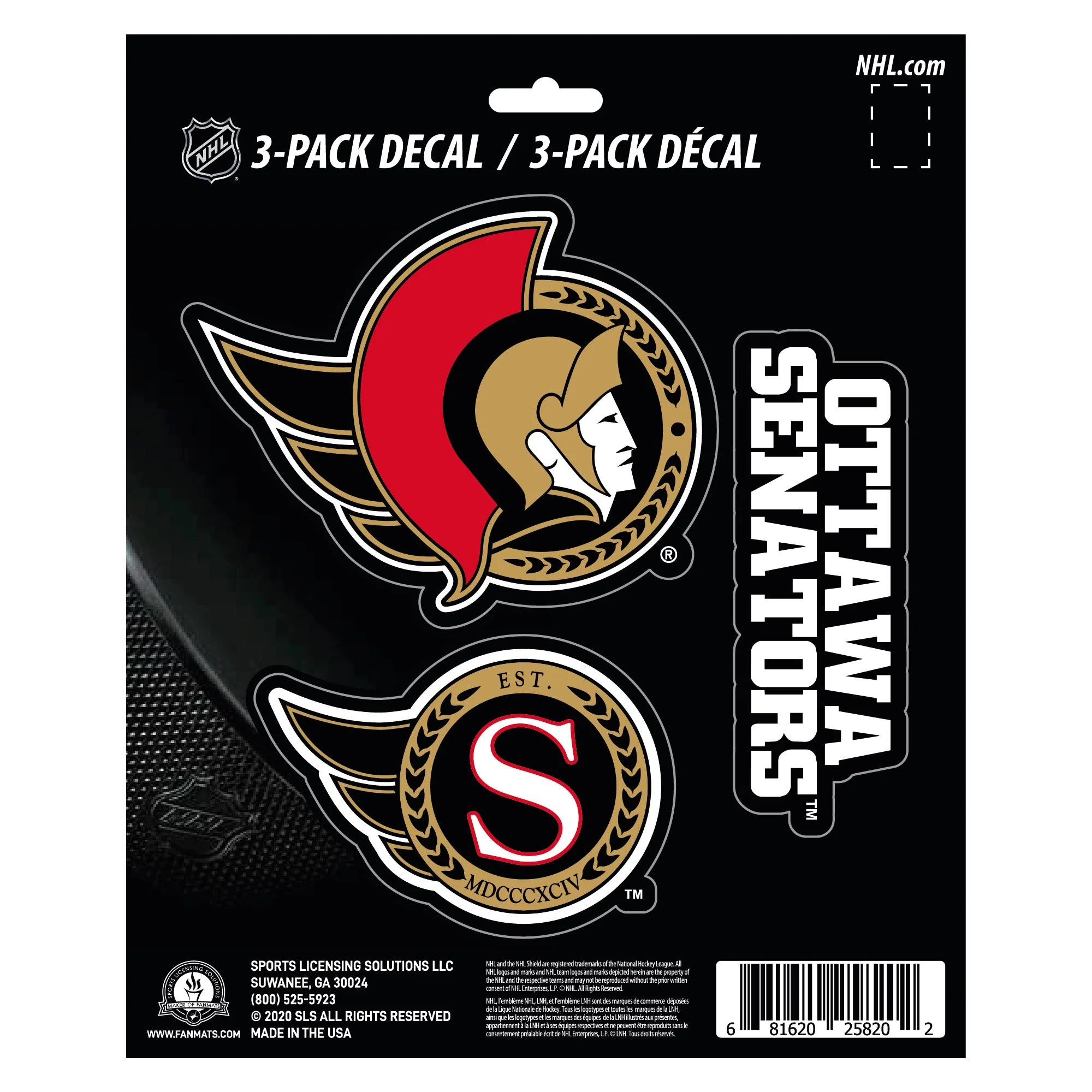 NHL - Ottawa Senators Decal 3-pk