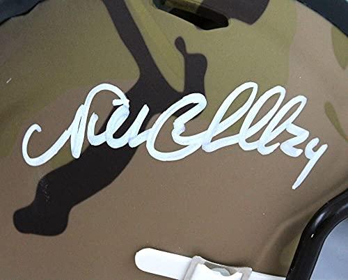 Nick Chubb Autographed Cleveland Browns Camo Speed Mini Helmet- Beckett White - Image 3
