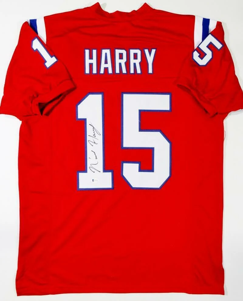 N'Keal Harry Autographed Red Pro Style Jersey- Beckett W Auth *1