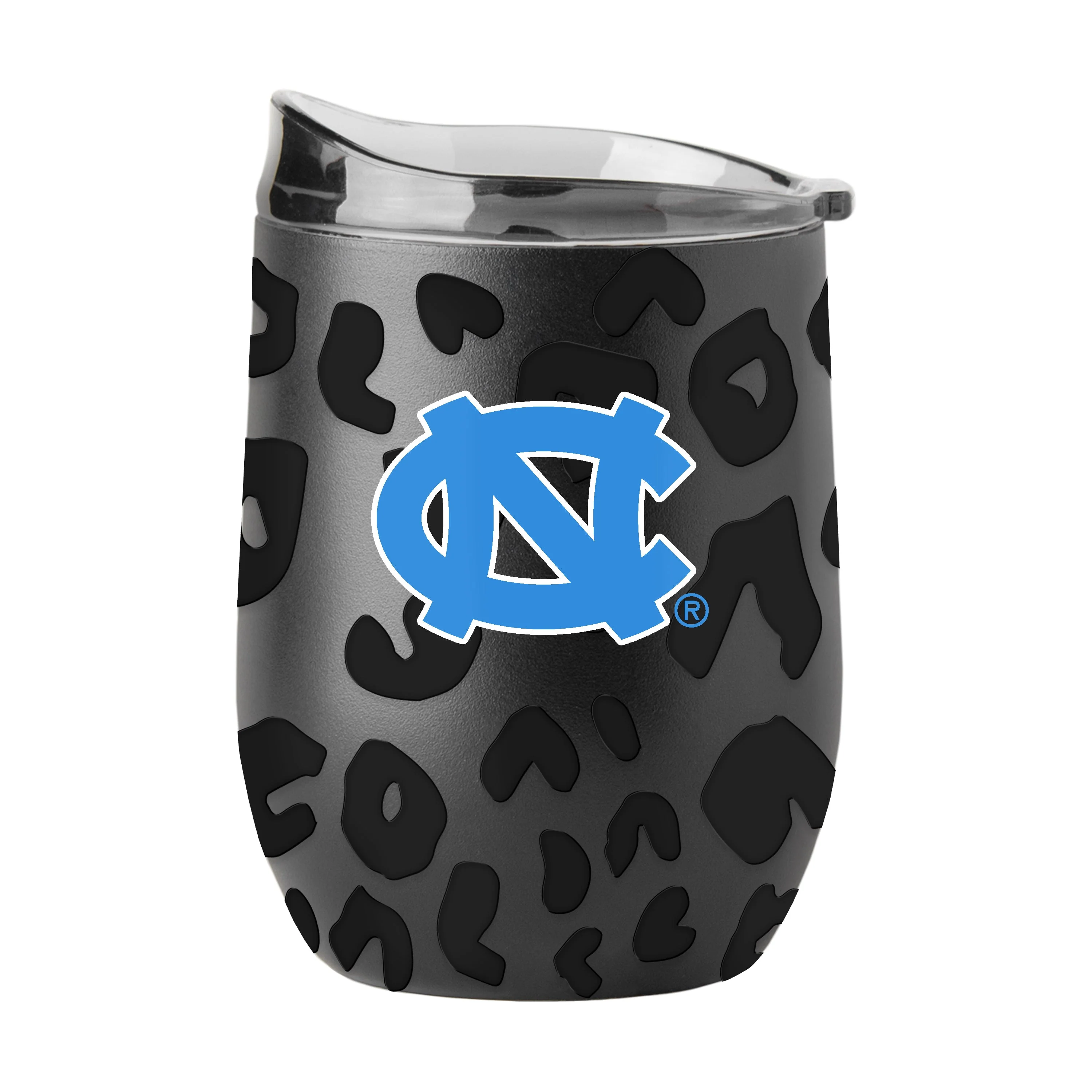North Carolina Leopard 16oz Black Powder Coat Curved Beverage
