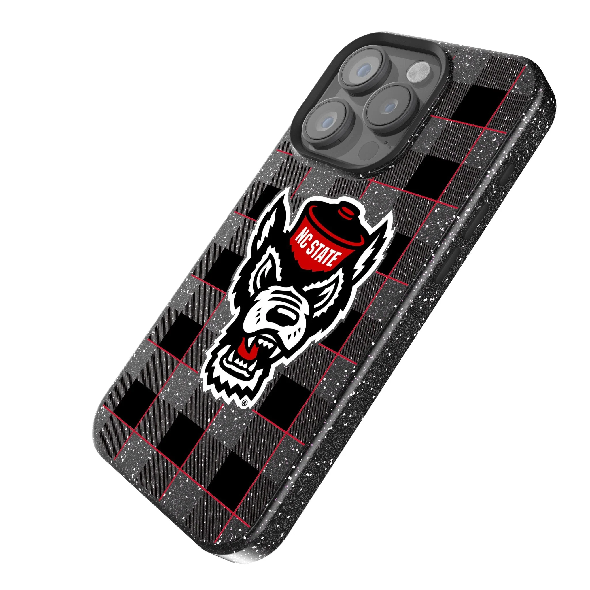 North Carolina State University Wolfpack Plaid Bling Phone Case - Image 2